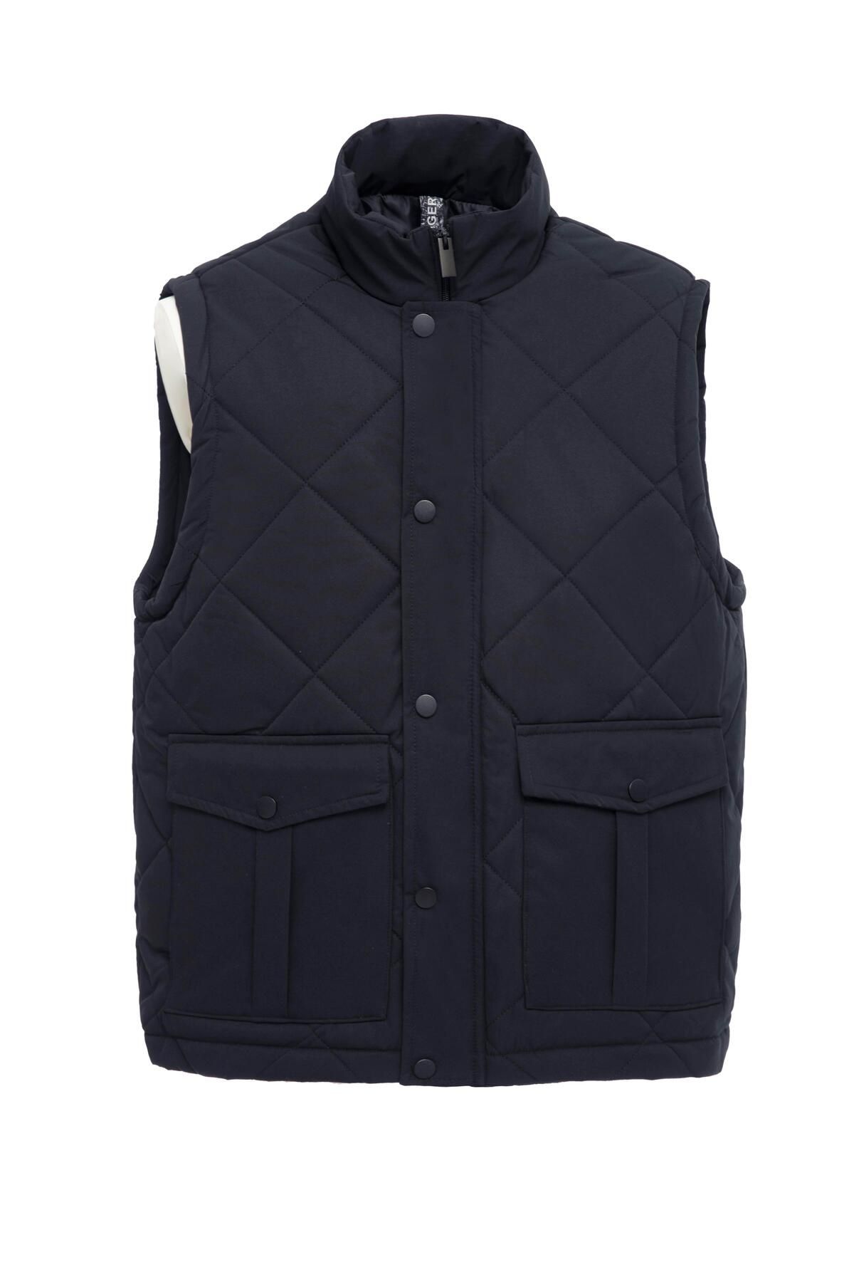 Danger-Men's Large Size Bag Pocket Vest Navy Blue 1