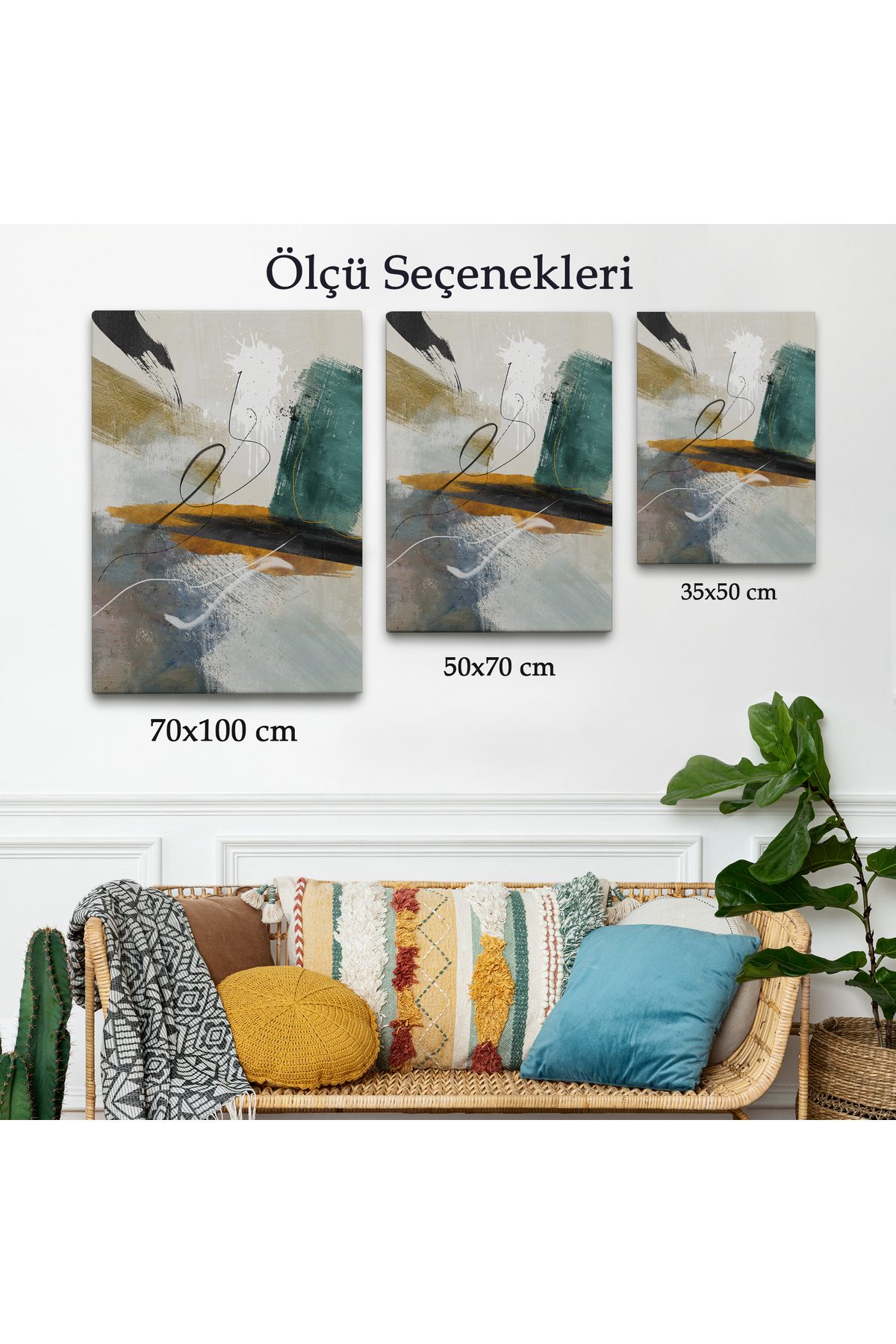 Yağlıboya Görünümlü Soyut Kanvas Tablo görsel 3