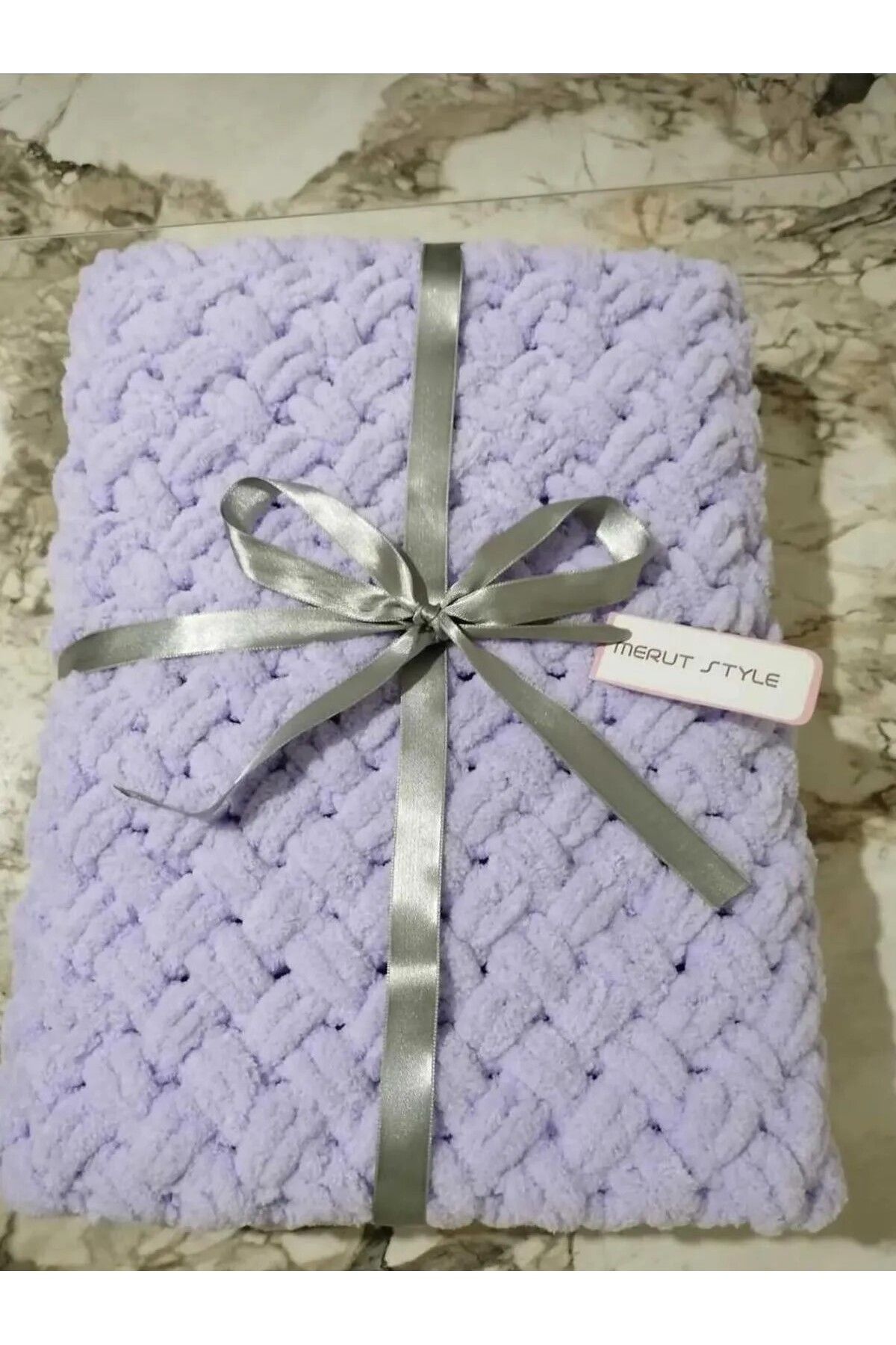 MERUT STYLE HAYATINI RENKLENDİR-Lilac Straw Patterned - Alize Puffy Baby Blanket 6