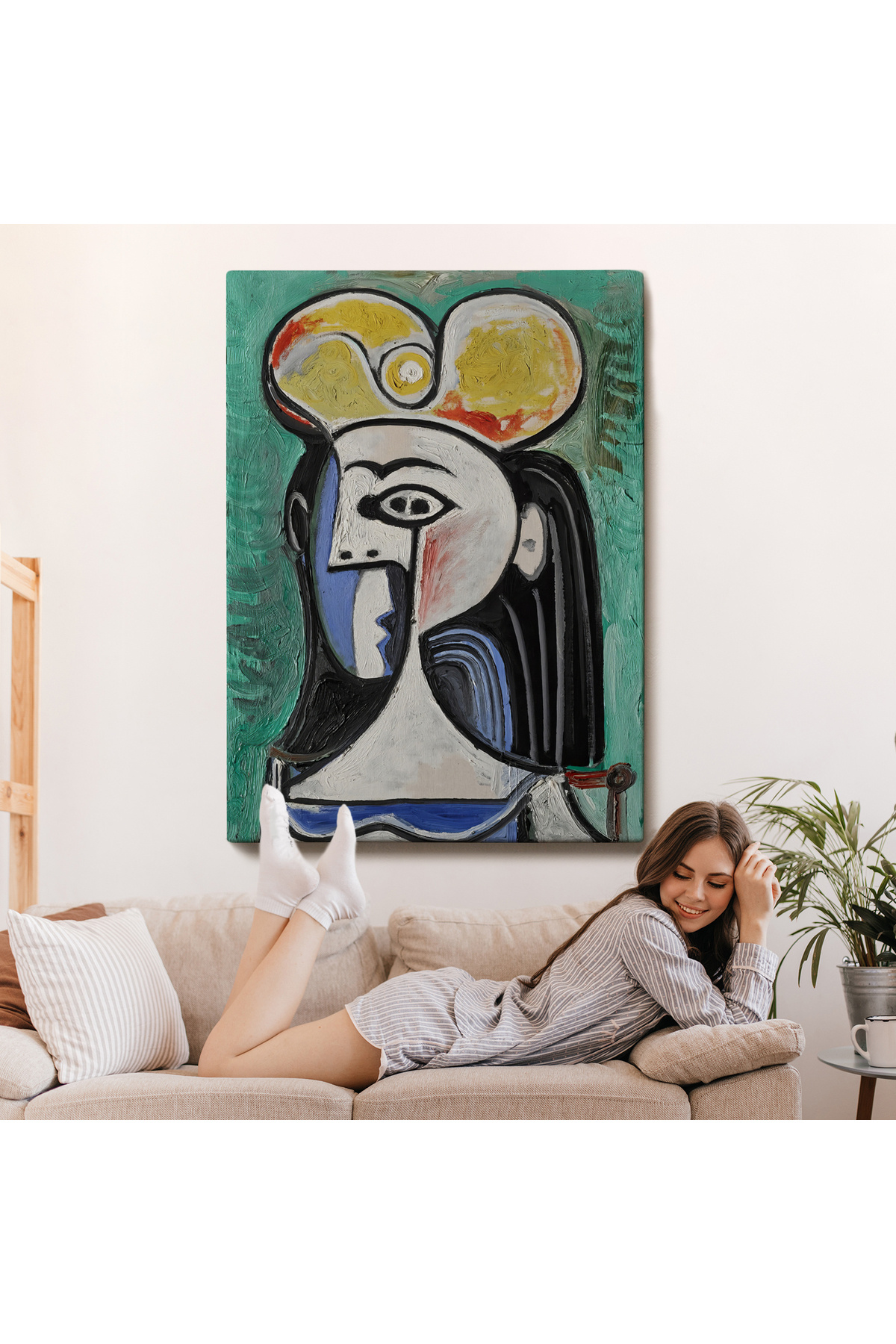 Pablo Picasso - Jaqueline Roque Portre Kanvas Tablosu görsel 7