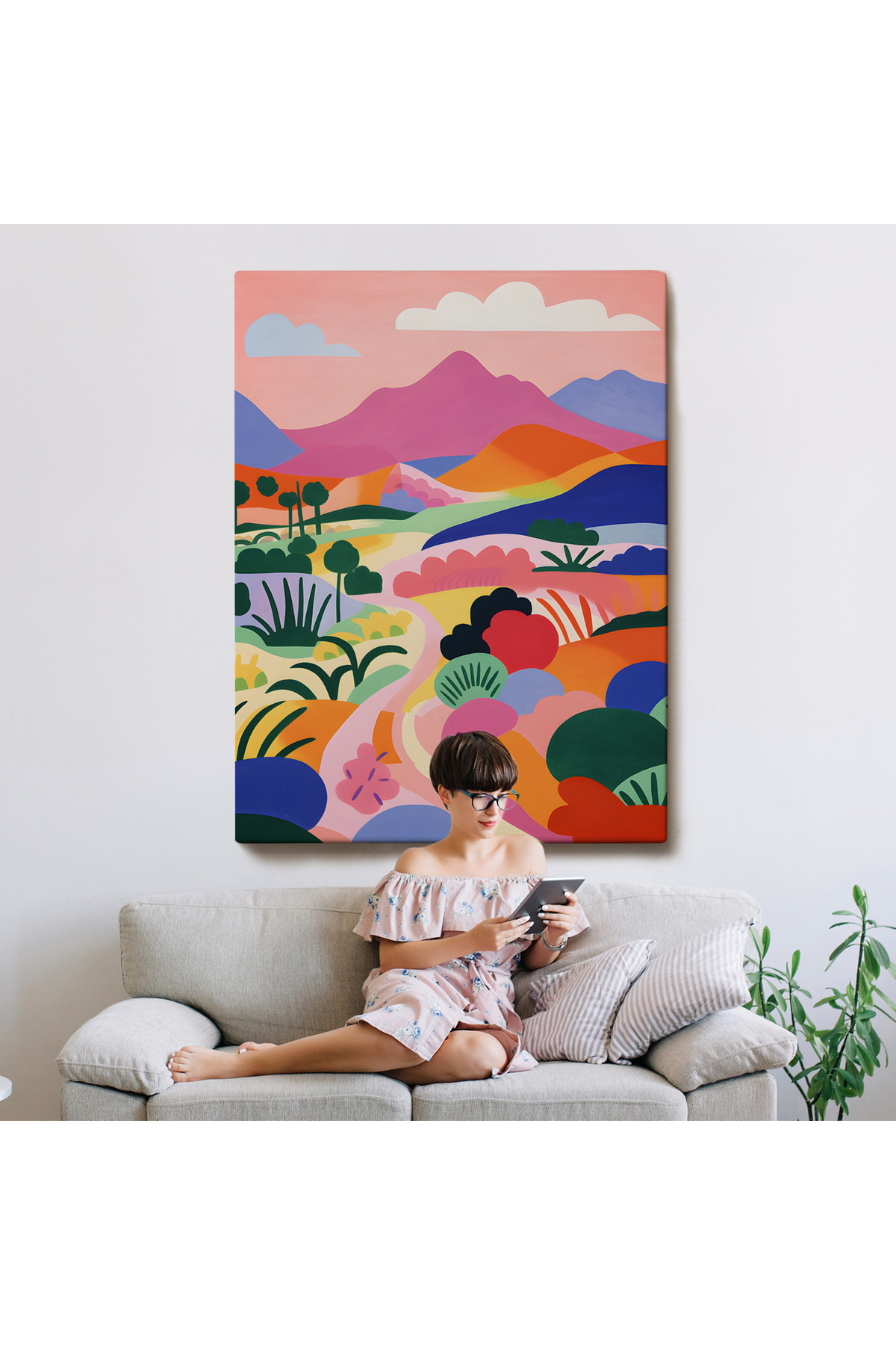 Pastel Minimalist Manzara Kanvas Tablo görsel 8