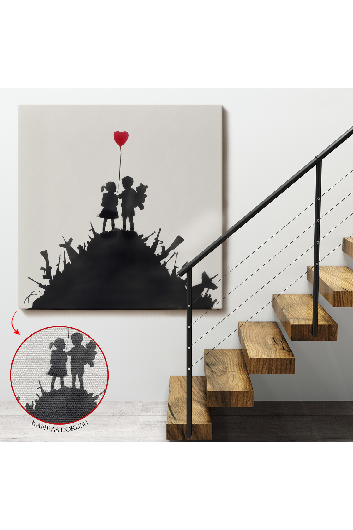 Bansky Kids On Guns - Silahlı Çocuklar Kanvas Tablosu görsel 4