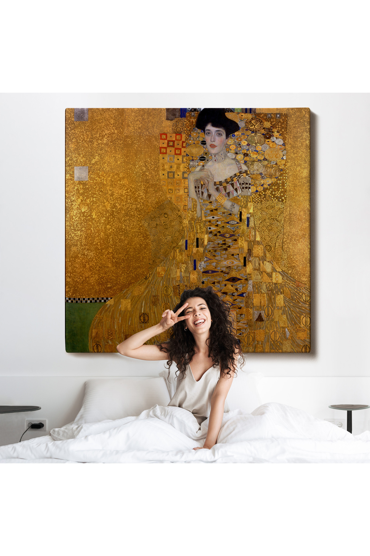 Gustav Klimt Adele Bloch'Un Altın Kadın Kanvas Tablosu görsel 6
