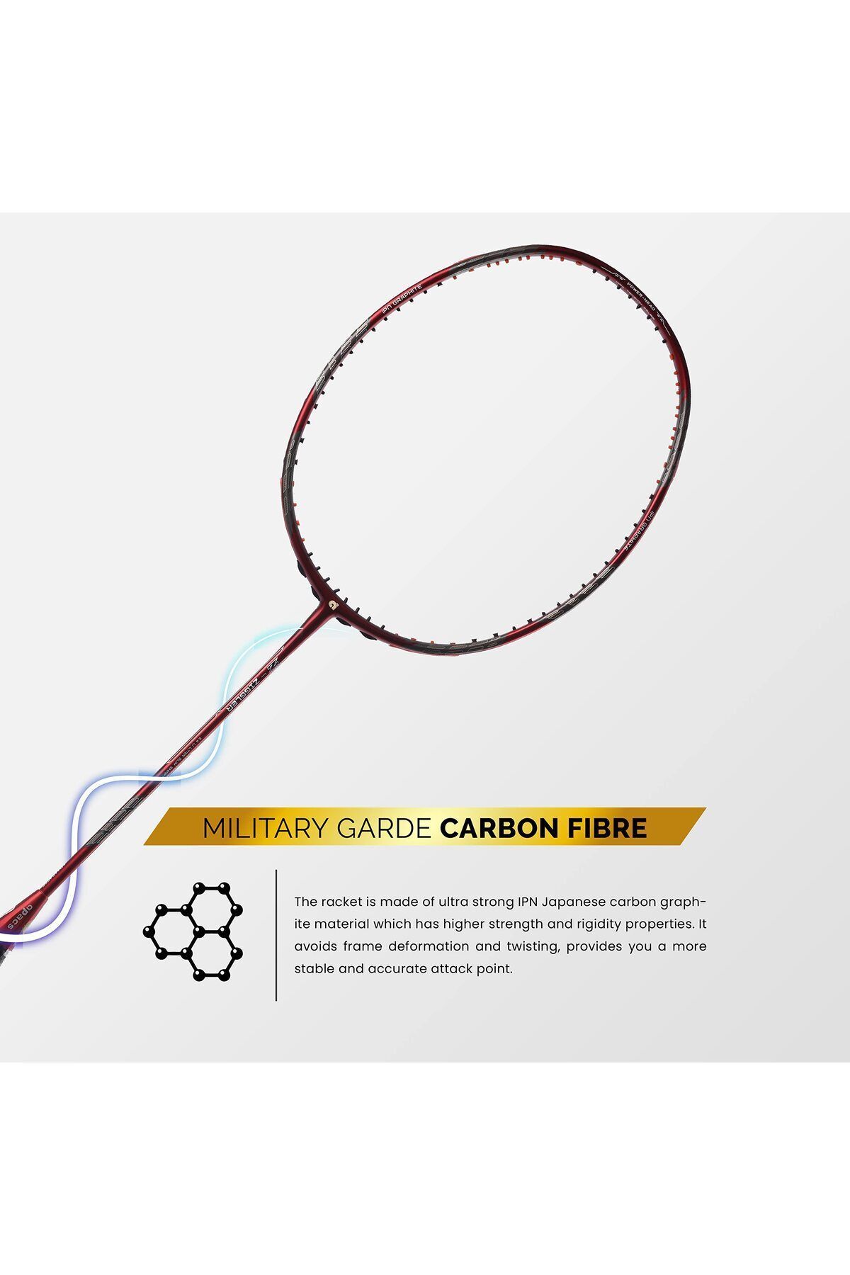 Apacs-Z-ziggler Badminton Racket | Red | Graphite | 87g | Max String Tension: 38lbs 2