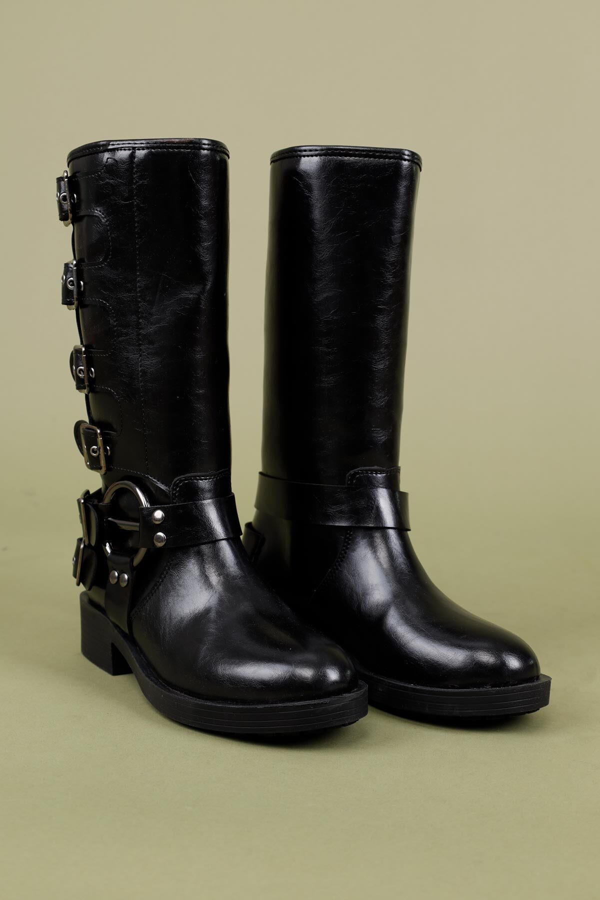 Getcho  Davy Kadın Toka Detaylı Siyah Çizme - Görsel 5