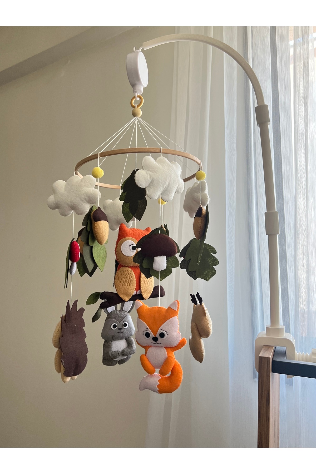 SefDen Lazer Kesim Atölyesi (MÜZİKLİ) Bebek Beşik Dönencesi Uyku Arkadaşı Bebek Beşik Süsü Anne Yanı Karışık Hayvan Figürlü fotoğrafı 2 (önizleme)