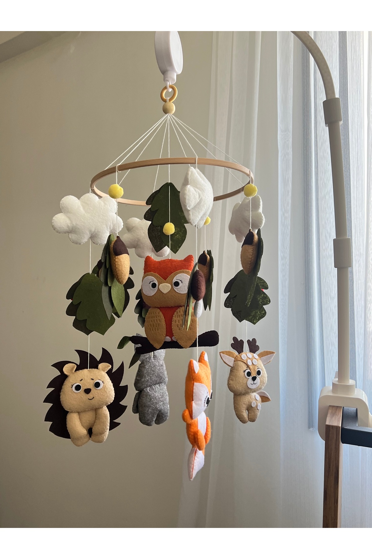 SefDen Lazer Kesim Atölyesi (MÜZİKLİ) Bebek Beşik Dönencesi Uyku Arkadaşı Bebek Beşik Süsü Anne Yanı Karışık Hayvan Figürlü fotoğrafı 3 (önizleme)