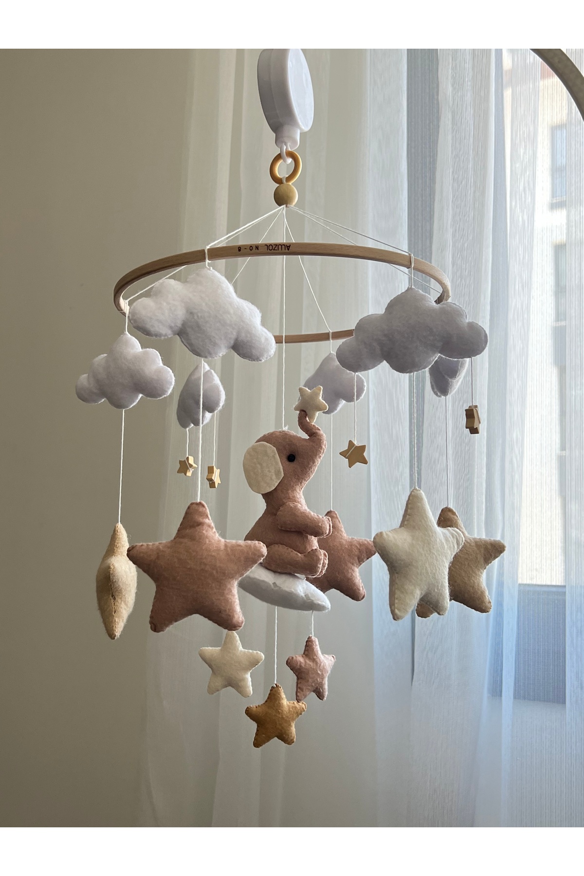 SefDen Lazer Kesim Atölyesi (MÜZİKLİ) Beşik Dönencesi Beşik Süsü Doğal Bebek Oyuncağı Anne Yanı fotoğrafı 2 (önizleme)