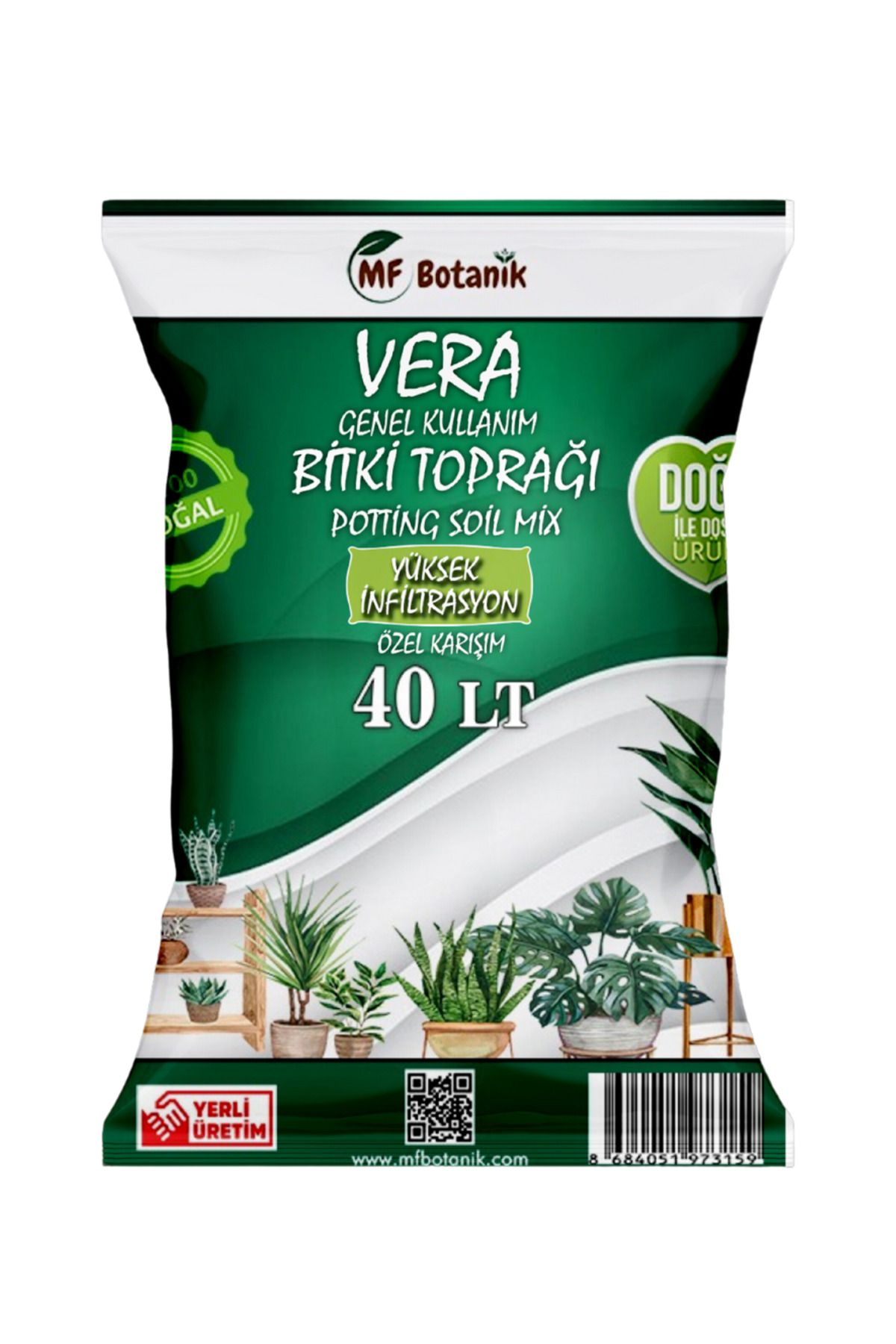 MF Botanik Vera Ithal Torf Cocopeat Özel Karışım Saksı Harcı Bitki Toprağı 40 Litre