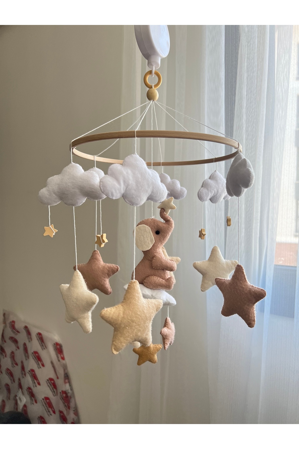 SefDen Lazer Kesim Atölyesi (MÜZİKLİ) Beşik Dönencesi Beşik Süsü Doğal Bebek Oyuncağı Anne Yanı fotoğrafı 4 (önizleme)