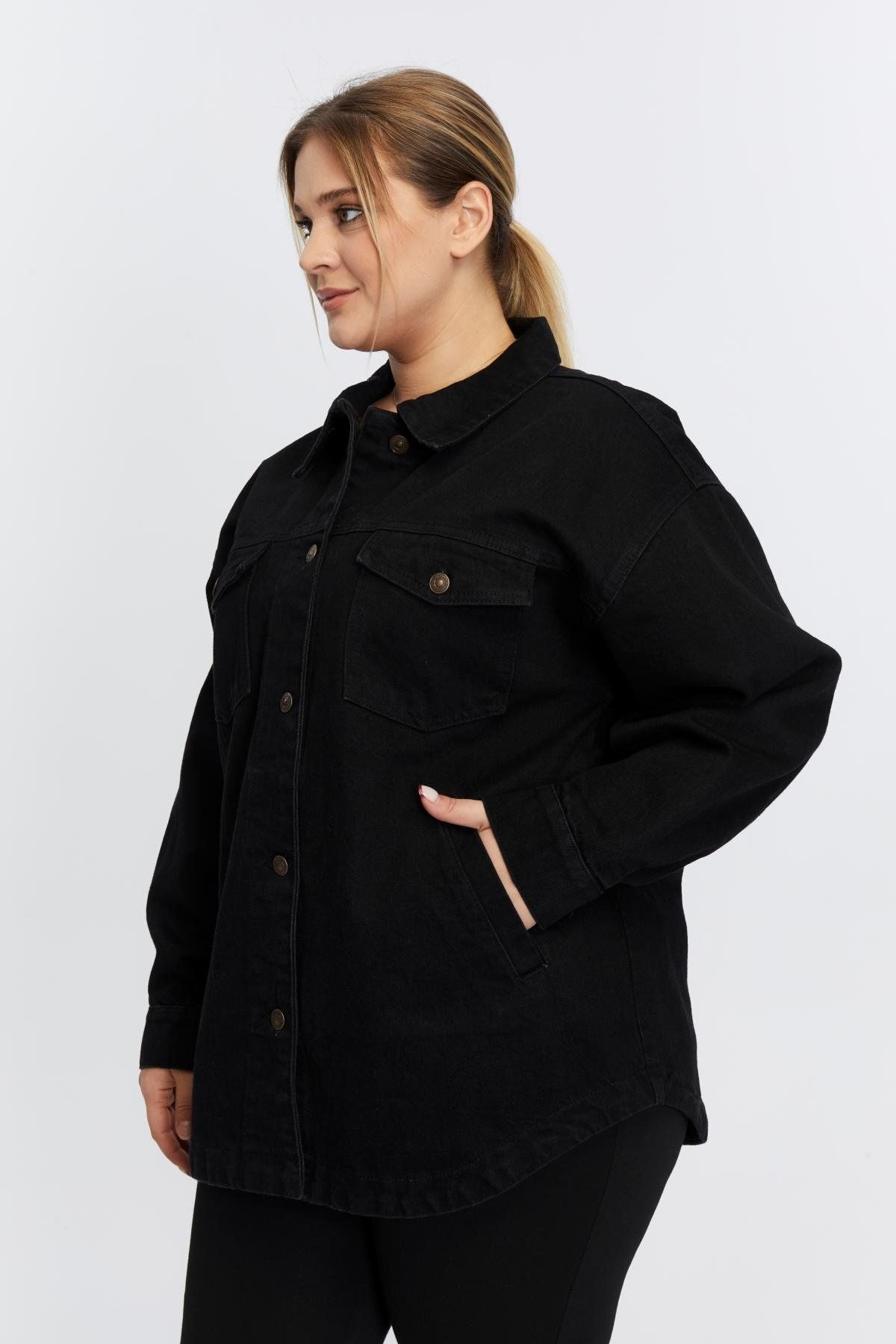 RMG-Jachetă neagră de blugi - Plus Size 3