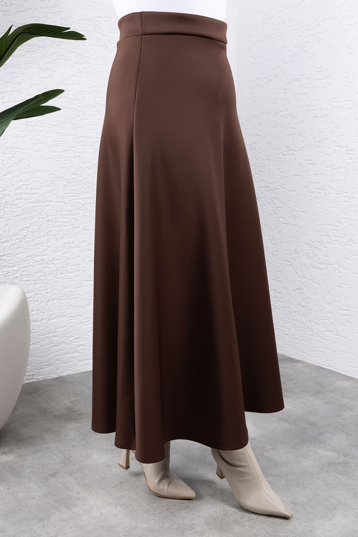 Tesettür Dünyası-Bitter Brown Scuba Skirt - Tsd 240941 2