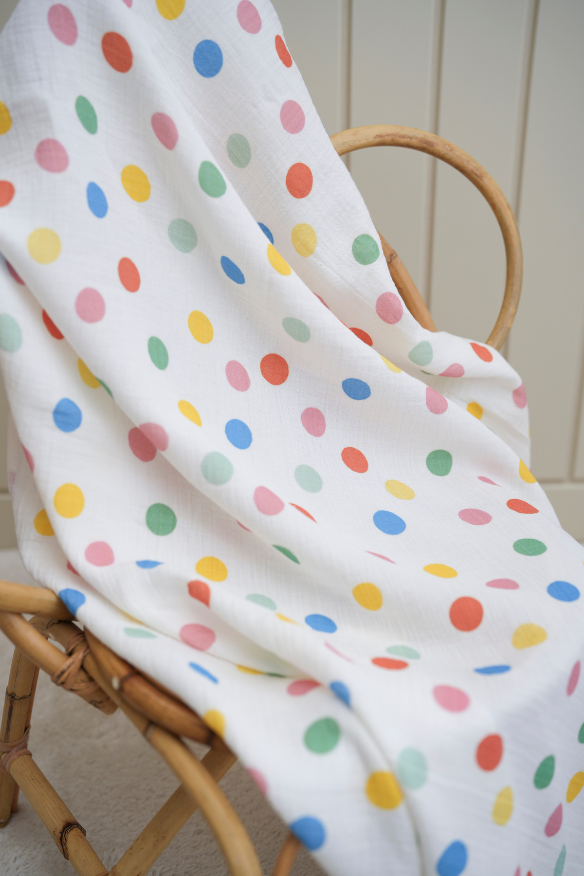 Tuğba Kuğu Baskılı Müslin Kumaş  | Colerful Dots fotoğrafı 2 (önizleme)