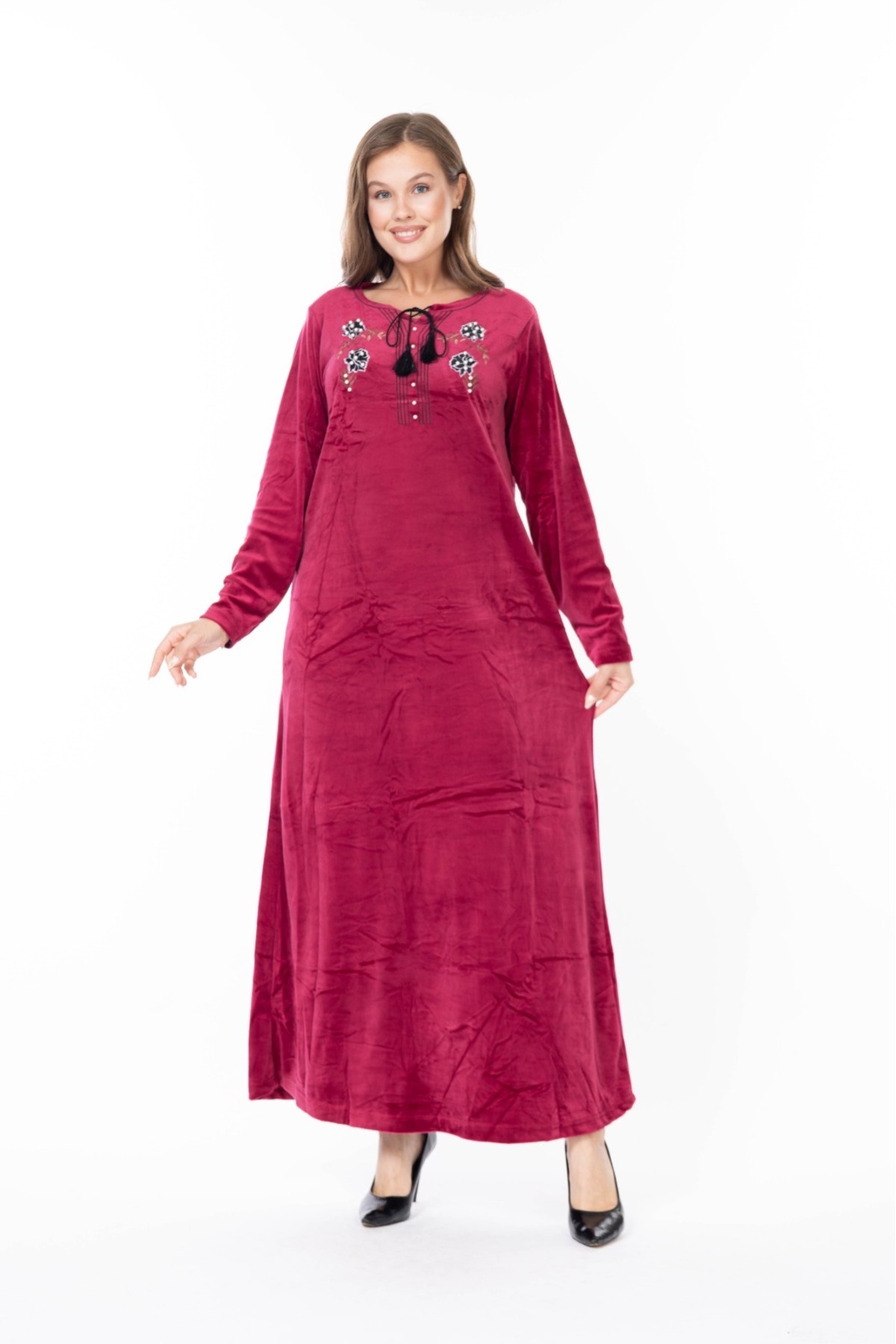mervemoda-ROCHIE DE CATIF DE DAMĂ MÂNECĂ LUNGĂ 7