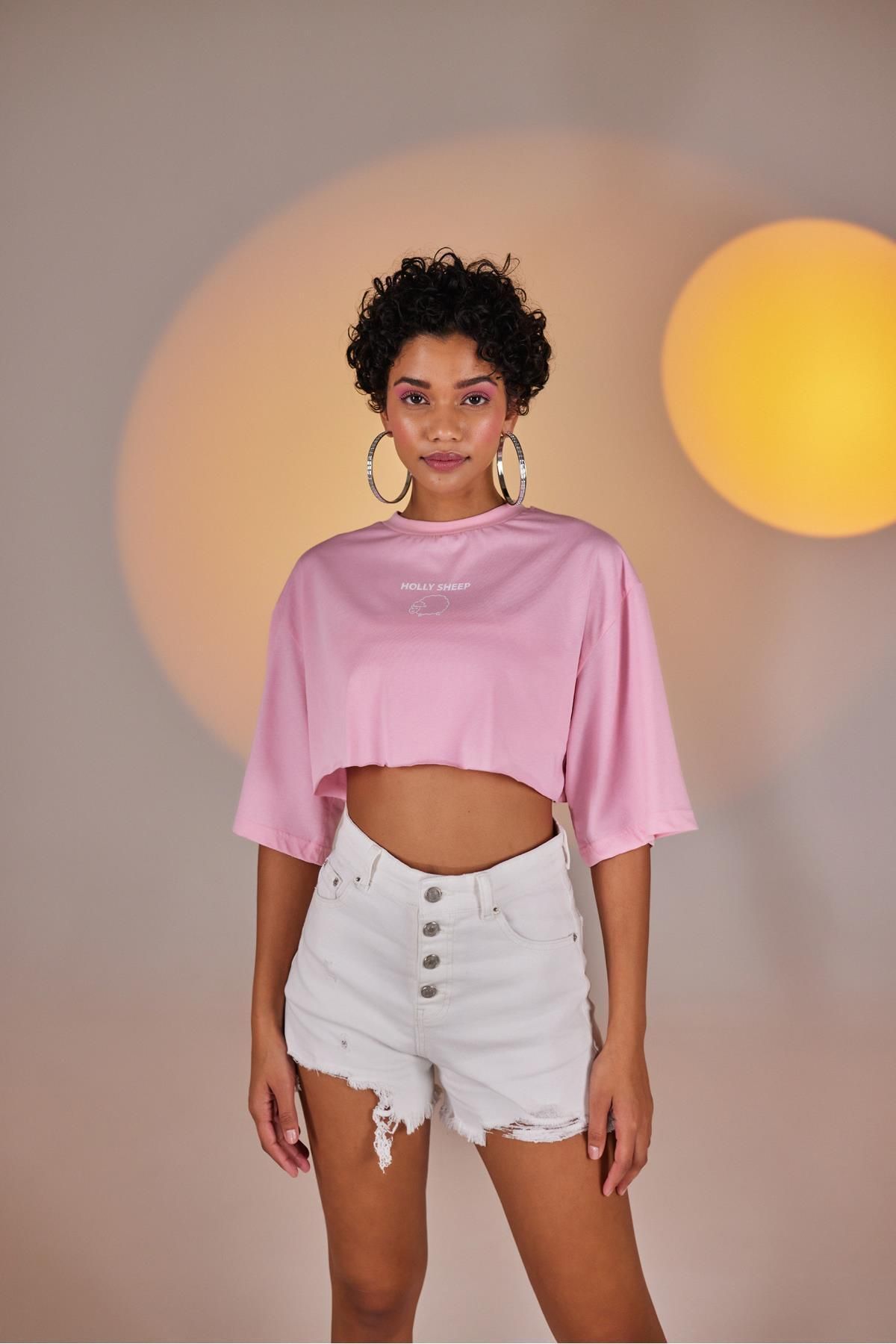 HOLLY LOLLY-Pink Holly Crop T-Shirt 4