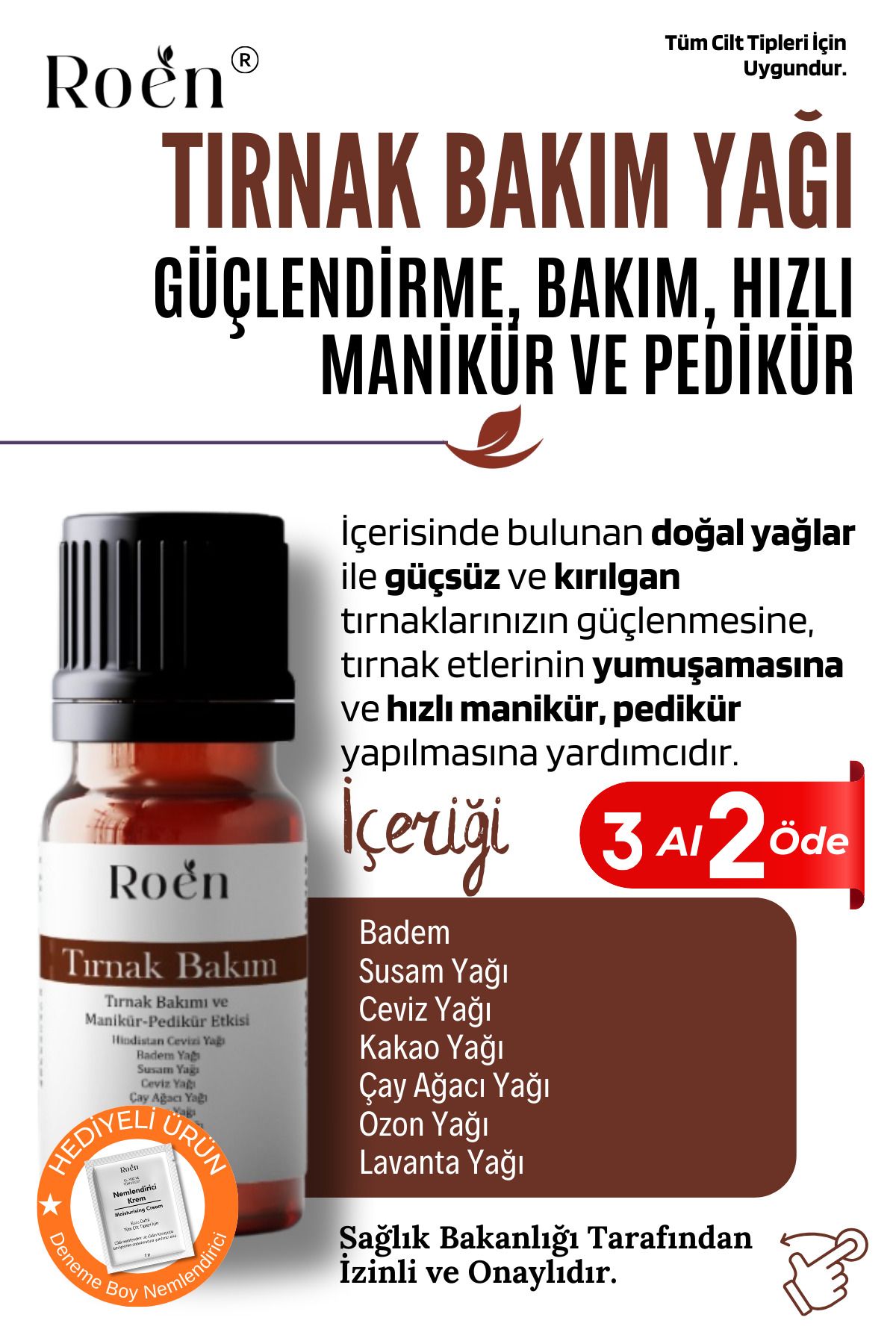 Roen Tırnak Bakım Yağı, Tırnak Eti Bakım Yağı, Tırnak Güçlendirici Doğal Tırnak Bakım Yağı 20ml