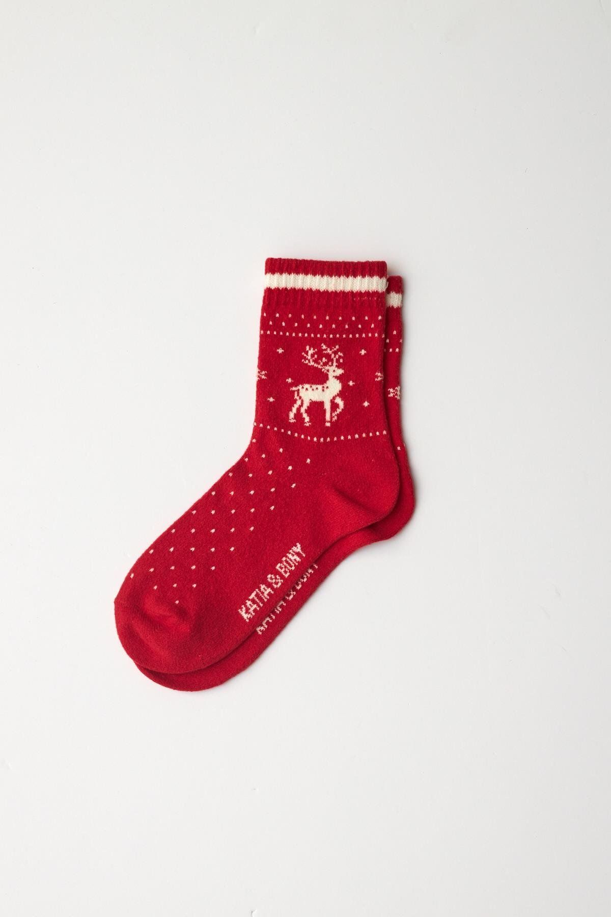 Katia&Bony-New Year's Men's Socks - Patterned and Red 1