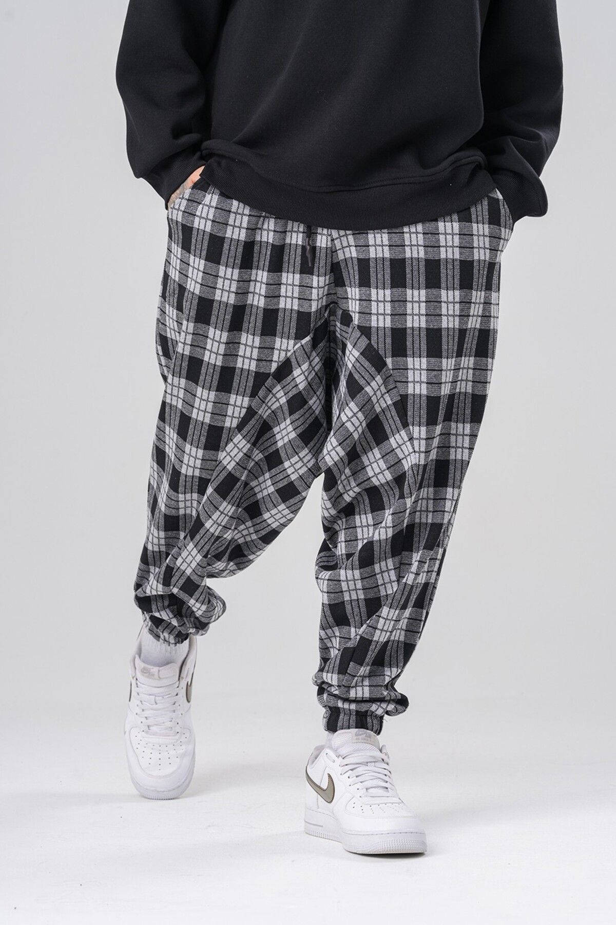 go gang own-Djing Plaid Bohemian Shalwar with Elastic Waist and Leg 3