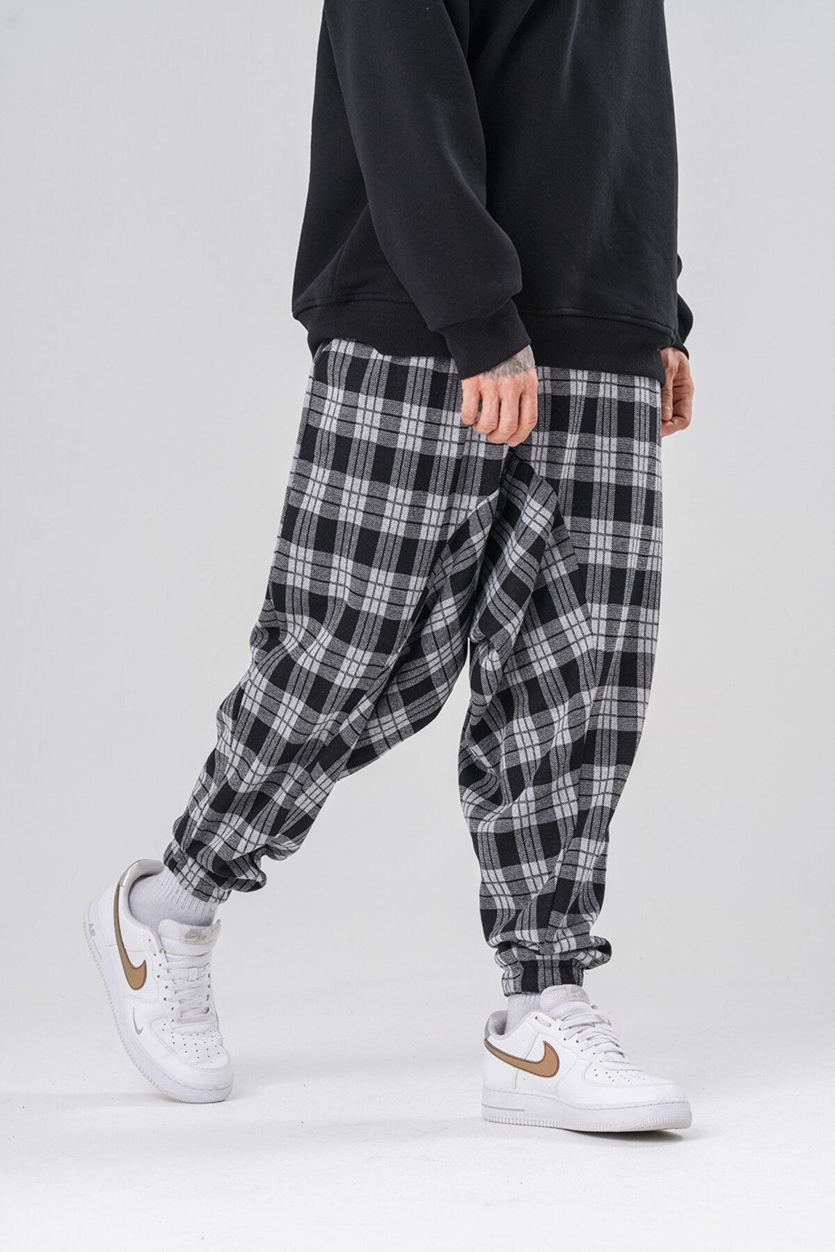 go gang own-Djing Plaid Bohemian Shalwar with Elastic Waist and Leg 2