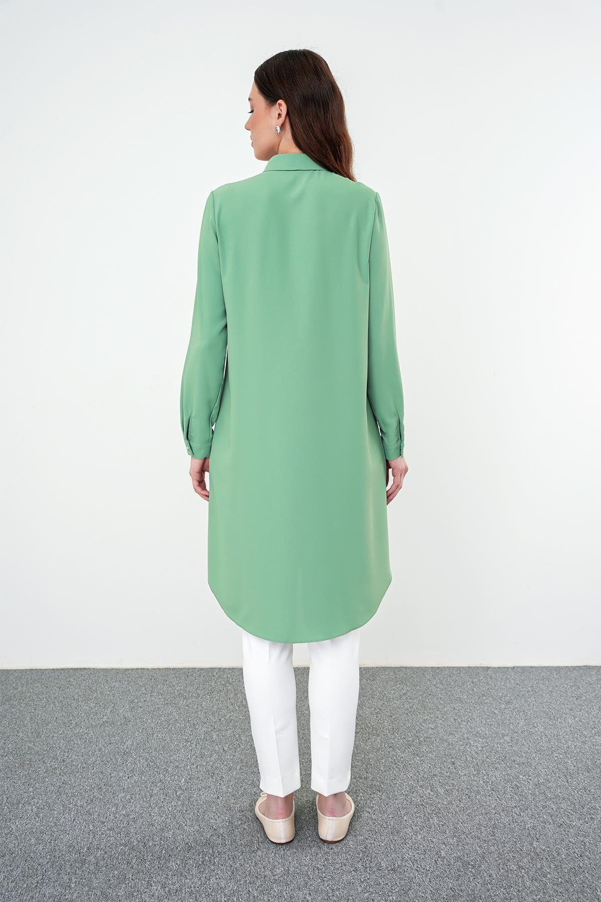 Zühre-Green Tunic - Hidden Button Detail, T-0767 6