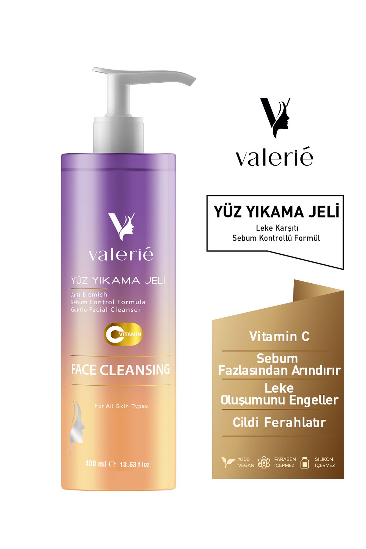 Valerie Siyah Nokta Ve Akne Karşıtı - Arındırıcı, Canlandırıcı C Vitaminli Yüz Yıkama Jeli 400 Ml