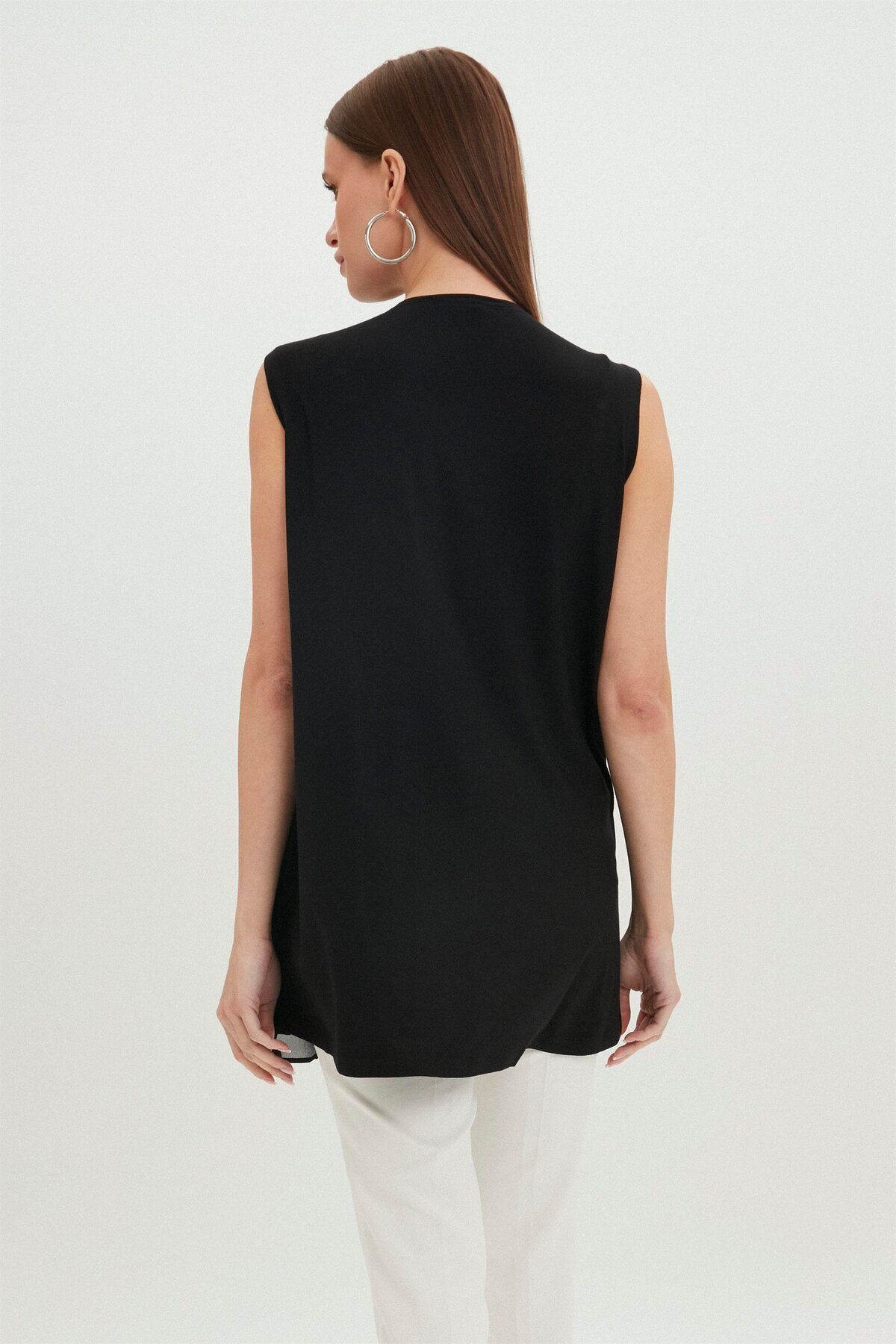 Zühre-Crew Neck Sleeveless Black Underwear I-0002 6