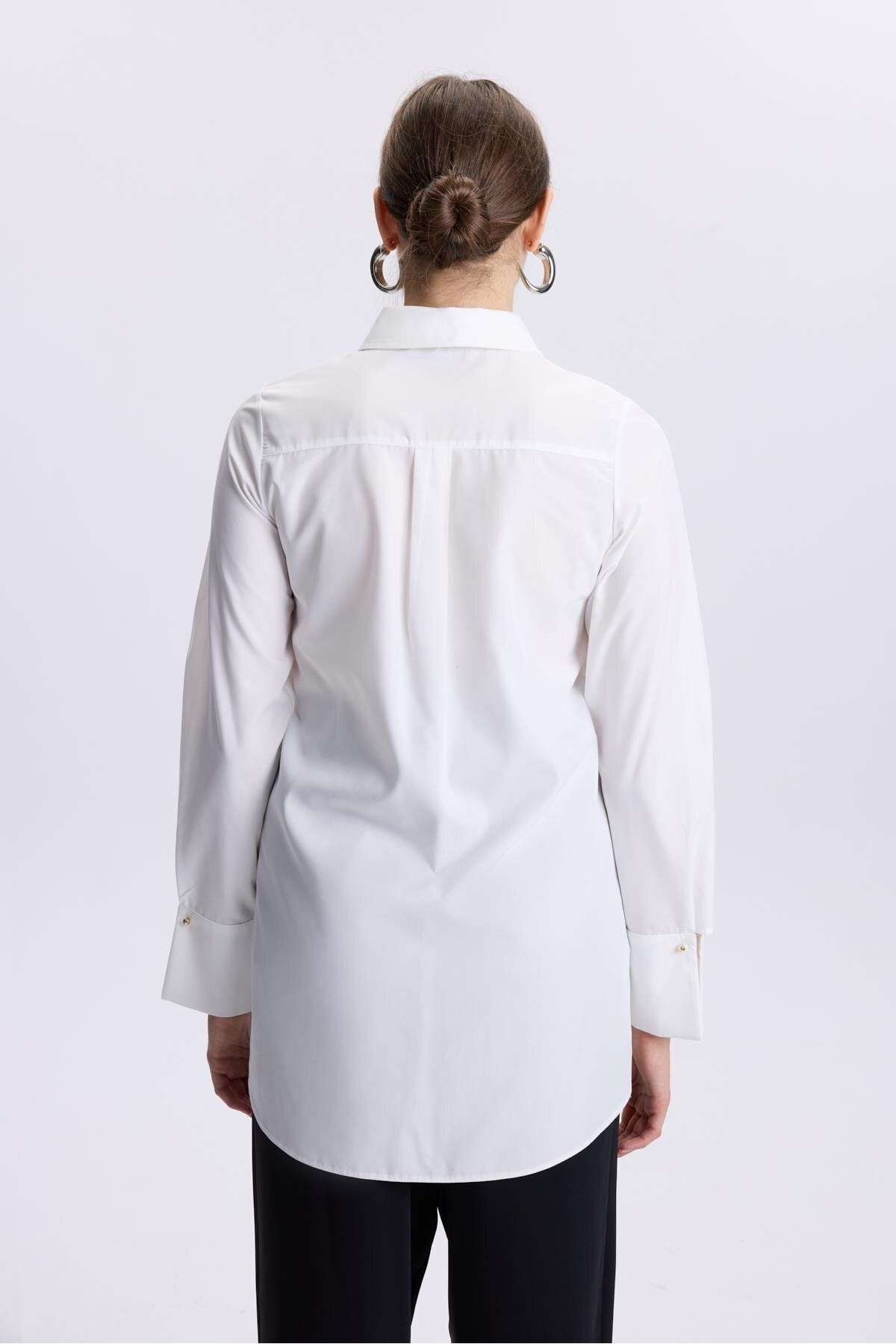 Zühre-White Poplin Tunic - Cufflinks, T-1506 4