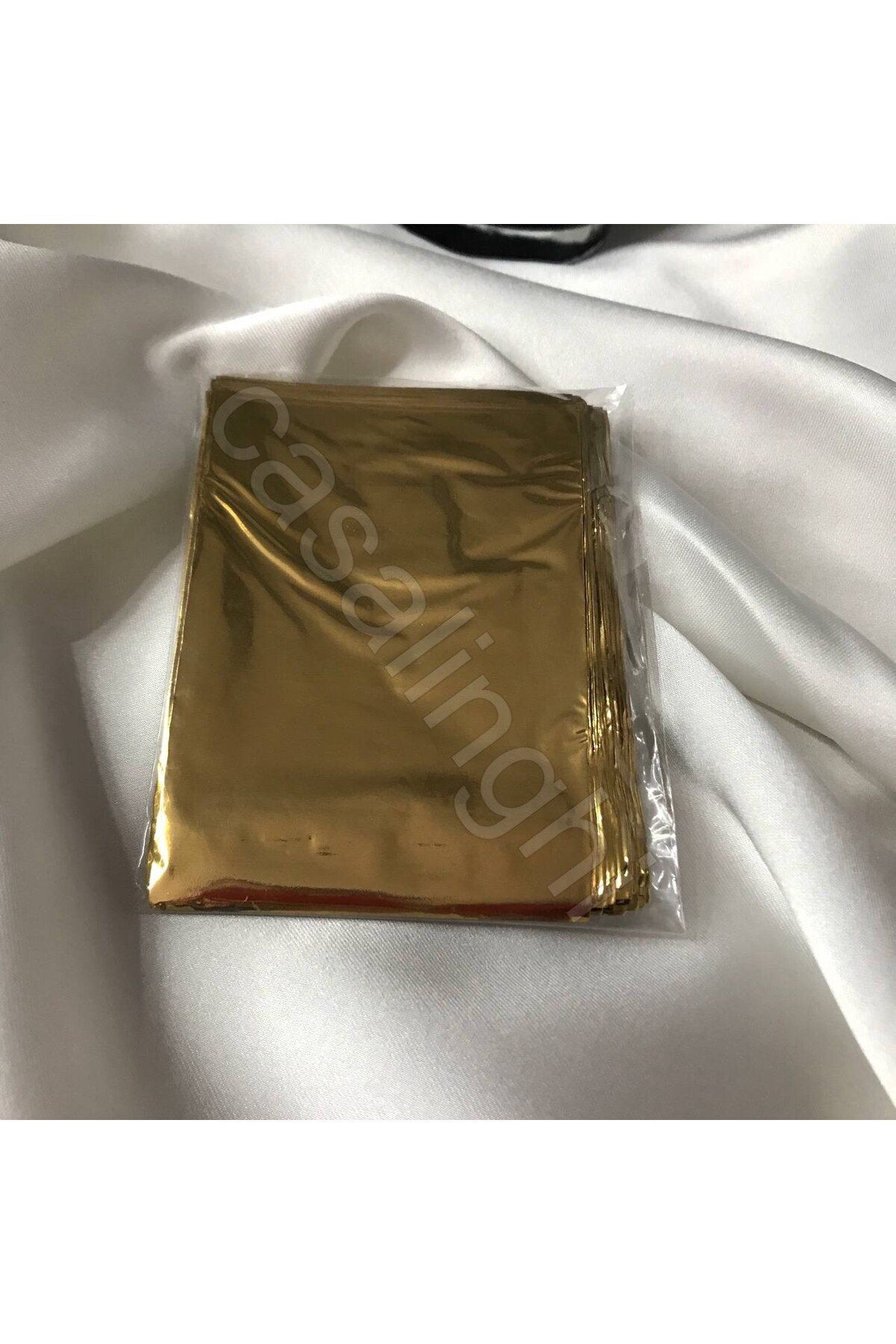 bisaccia Parlak Gold Sarı Tek Renk Hediye Paketi Çok Küçük Metalize 7x9 Cm - 1 Paket (100 Adet)