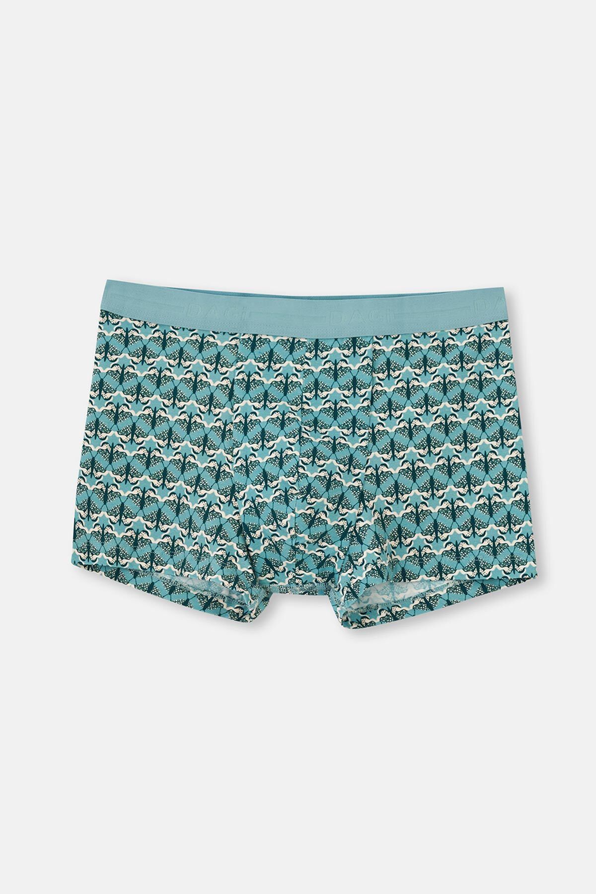 Dagi-Hellblau-Dunkelgrün 5210 2-teilige Boxershorts aus gemusterter Baumwolle 2