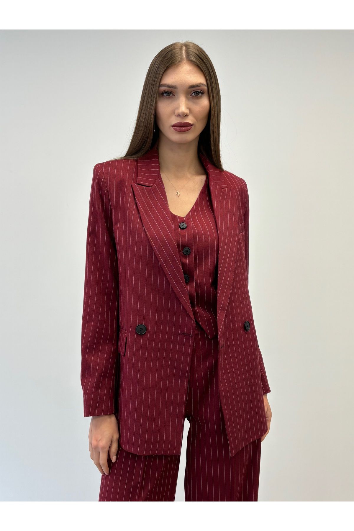 ossons-Line Patterned Trousers Jacket Vest 3-Piece Suit 1