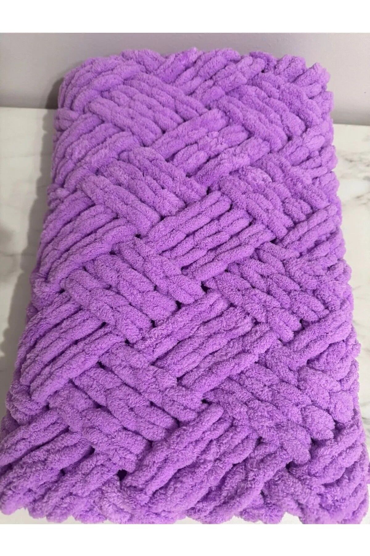 MERUT STYLE HAYATINI RENKLENDİR-Alize Puffy Baby Blanket - Hand Knitted with Orchid Cube Candy 2