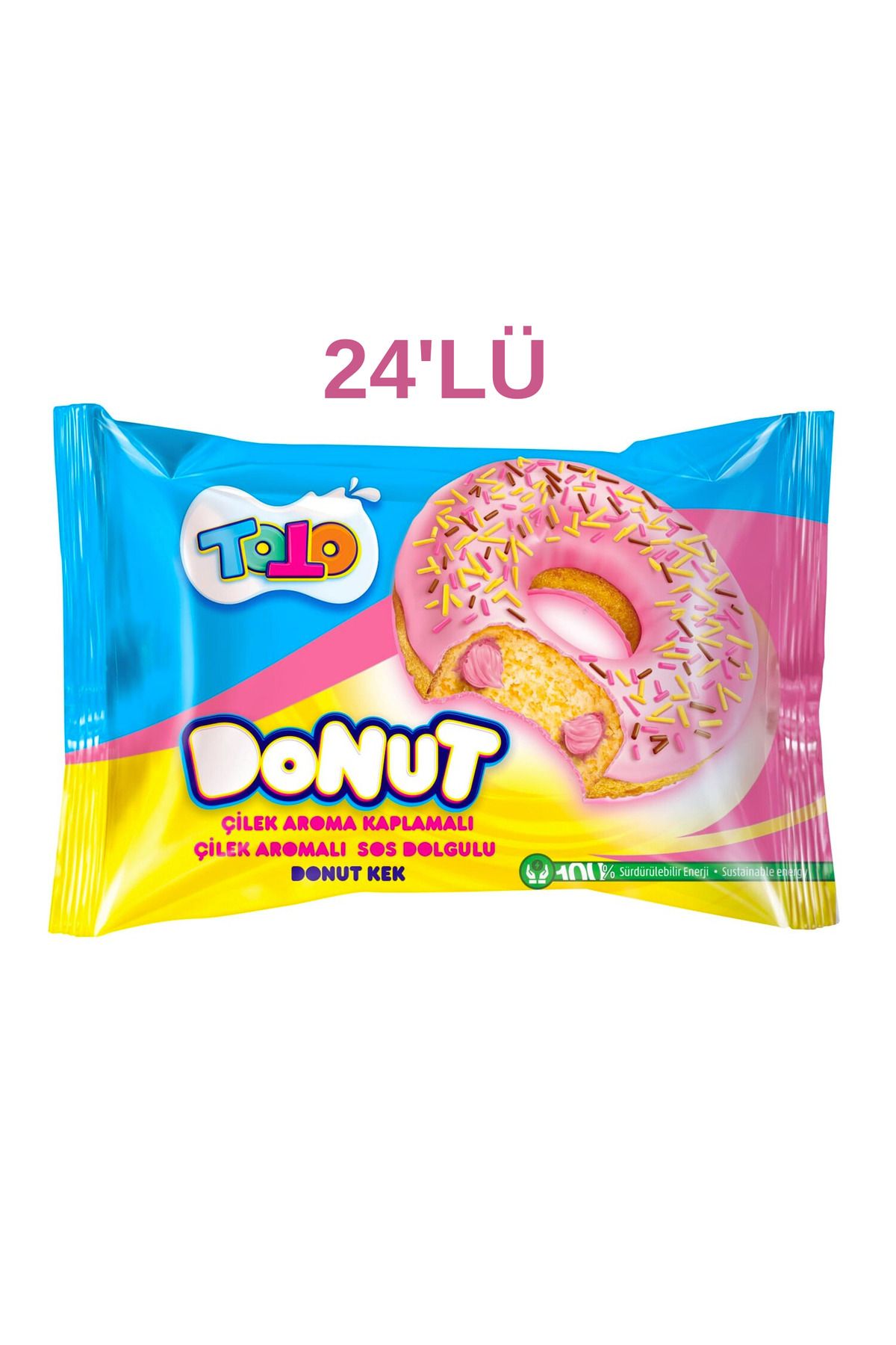 AKSU TOTO DONUT KEK ÇİLEKLİ 40 GR 24 ADET