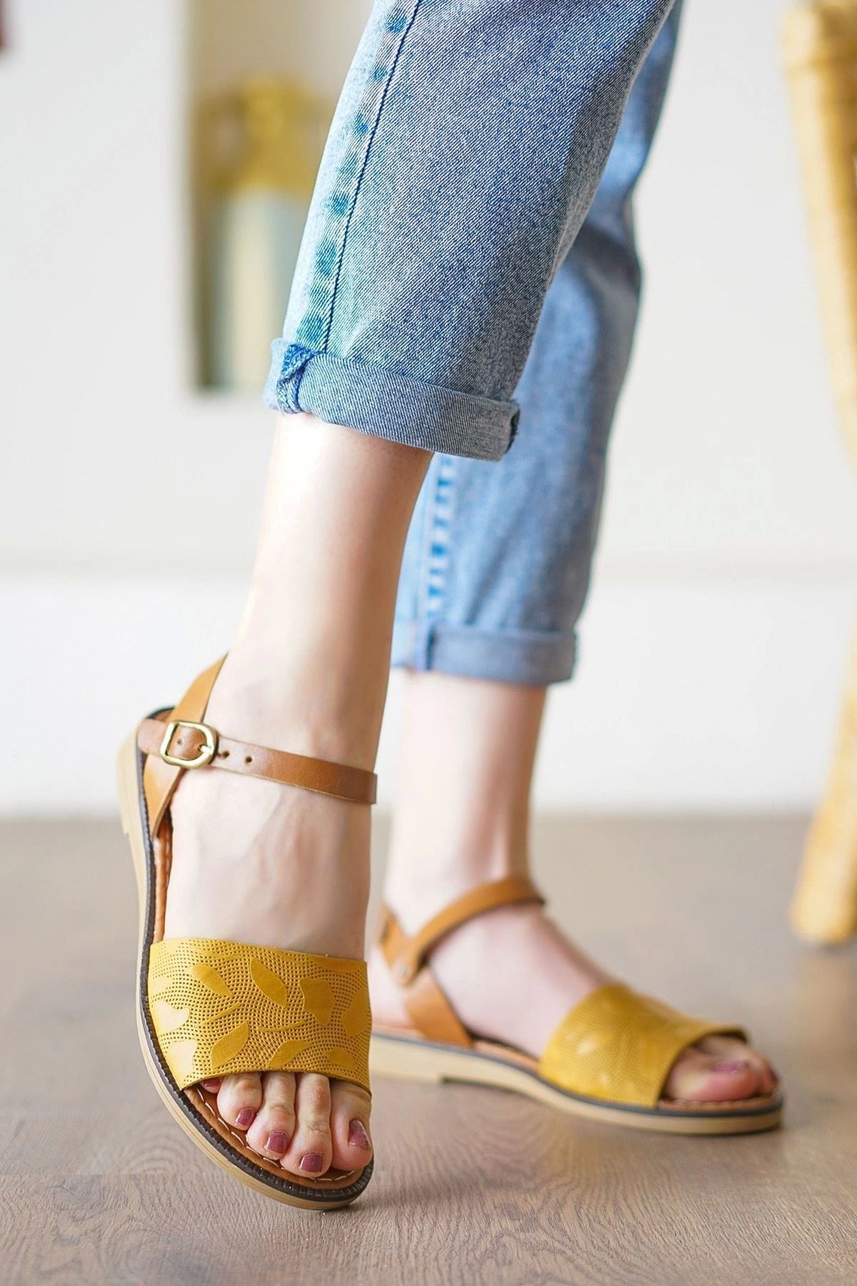 is ipekshoes-Cardi Mustard Skin Sandals 1