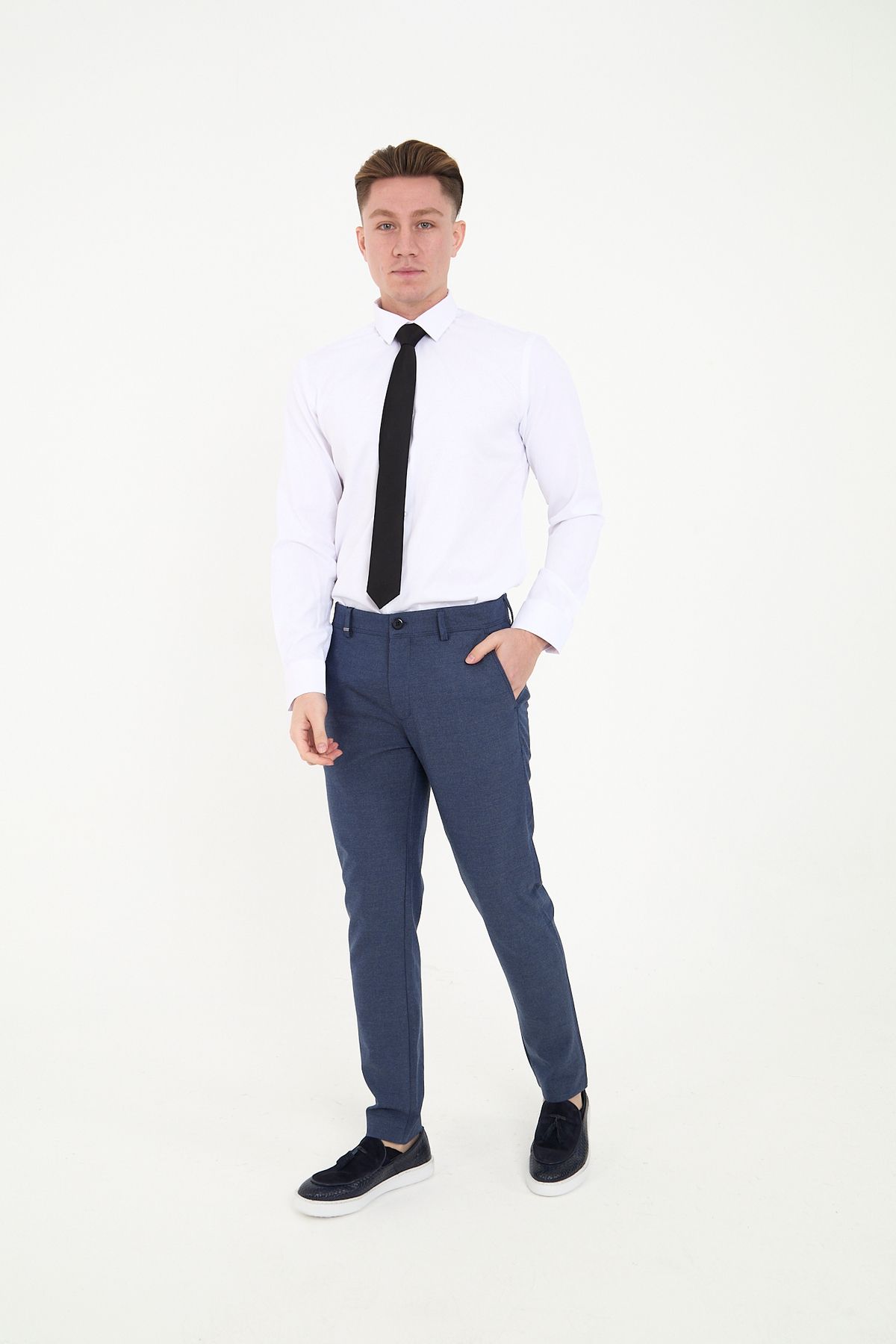 ACTUAL-Indigo Men's Slim Fit Trousers - 1405 5