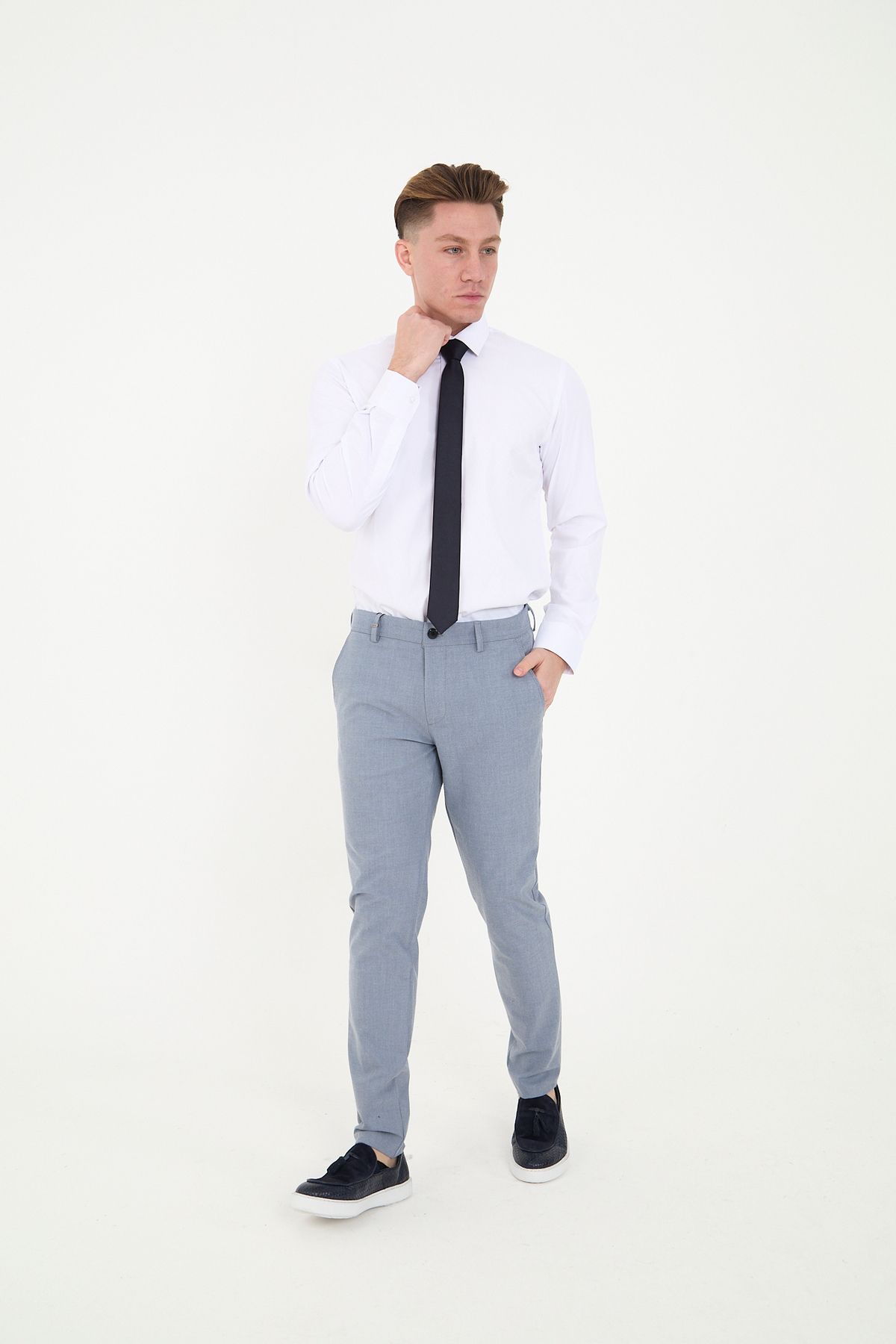 ACTUAL-Men's Slim Fit Trousers-1405-Blue 1