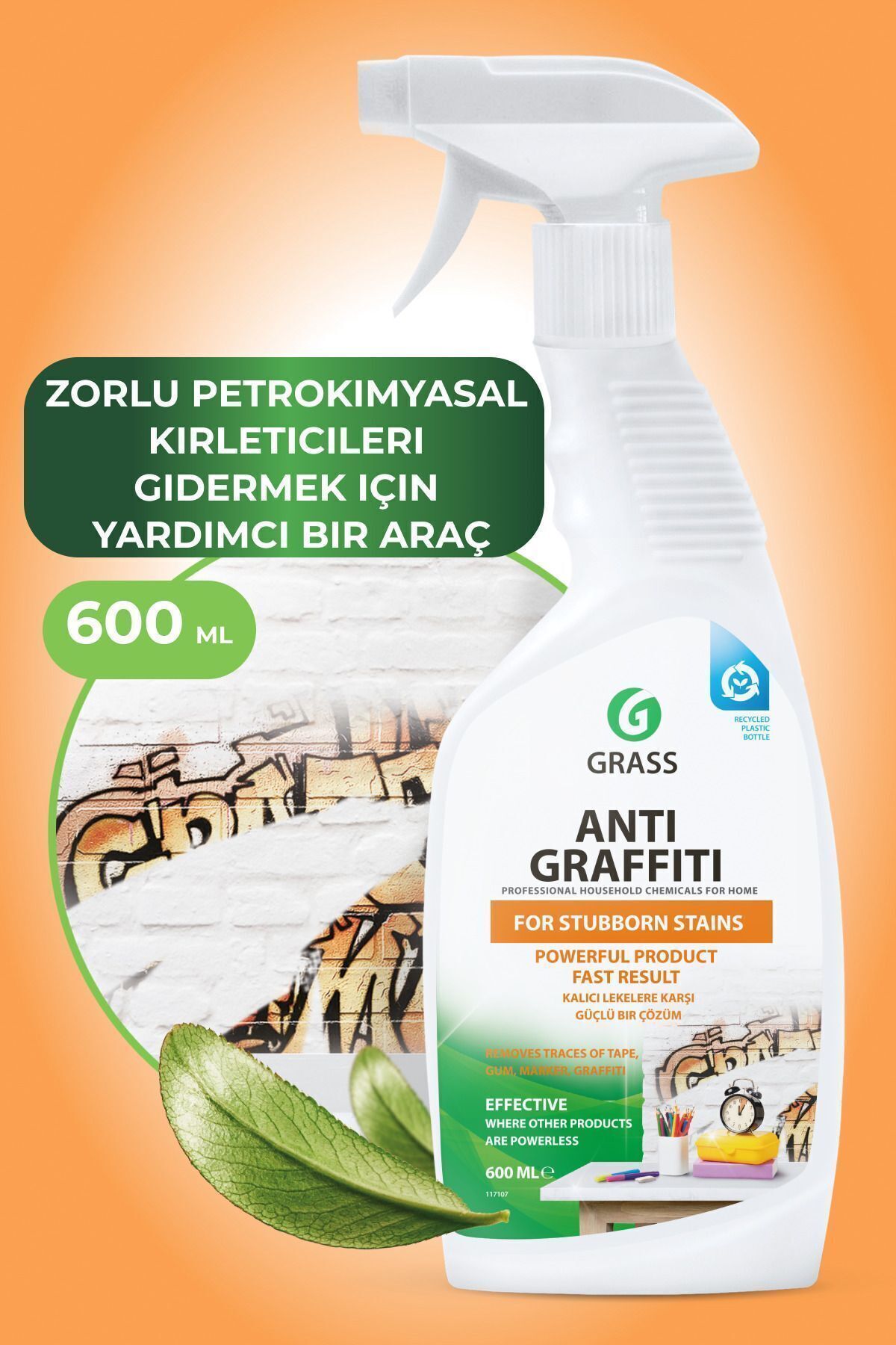 GRASS Antigraffiti Temizleyici Bant Yapıştırıcı Marker Ve Mürekkep Leke Çıkarıcı Çözücü Sprey600 ml