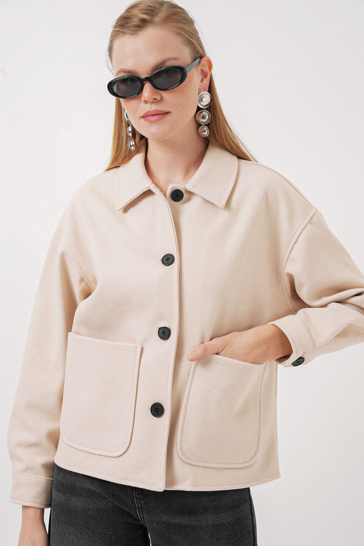 Bigdart-0713 Damen-Kaschmirmantel – Creme 4