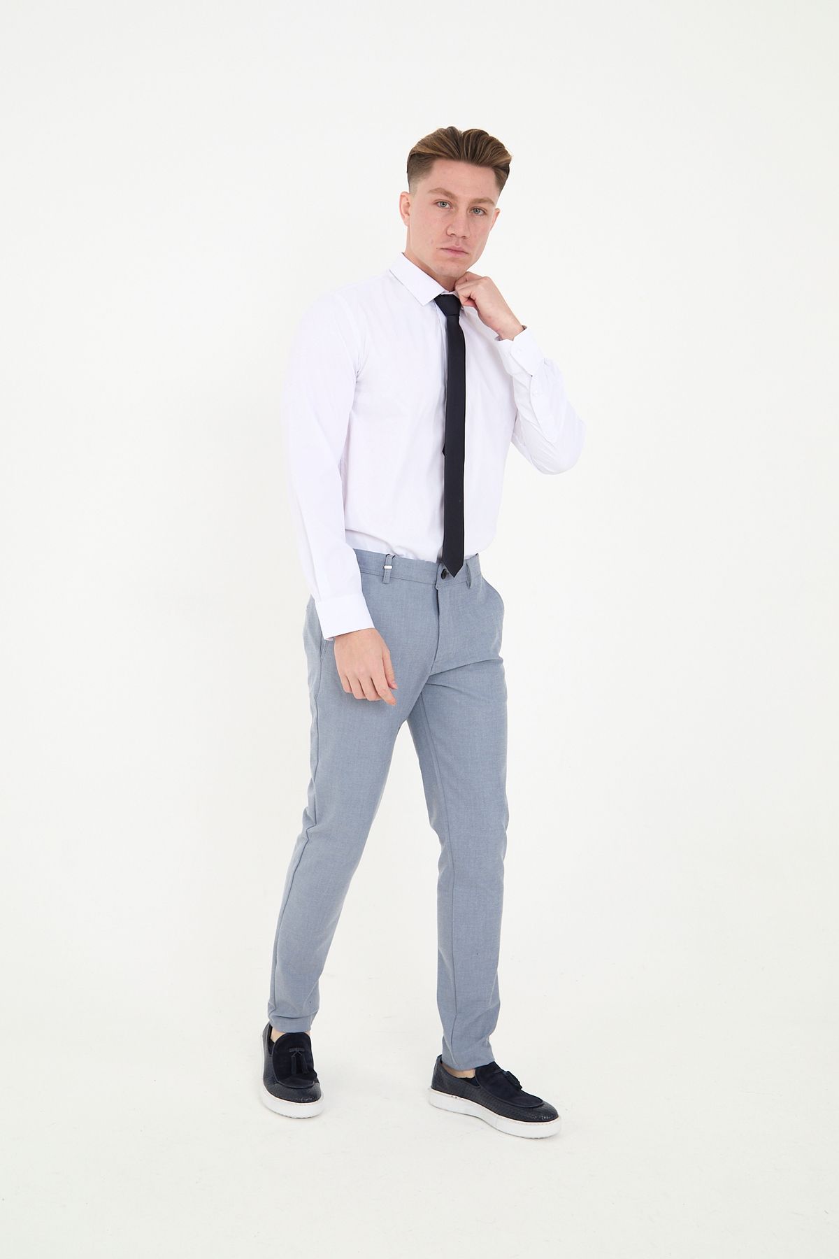 ACTUAL-Men's Slim Fit Trousers-1405-Blue 4