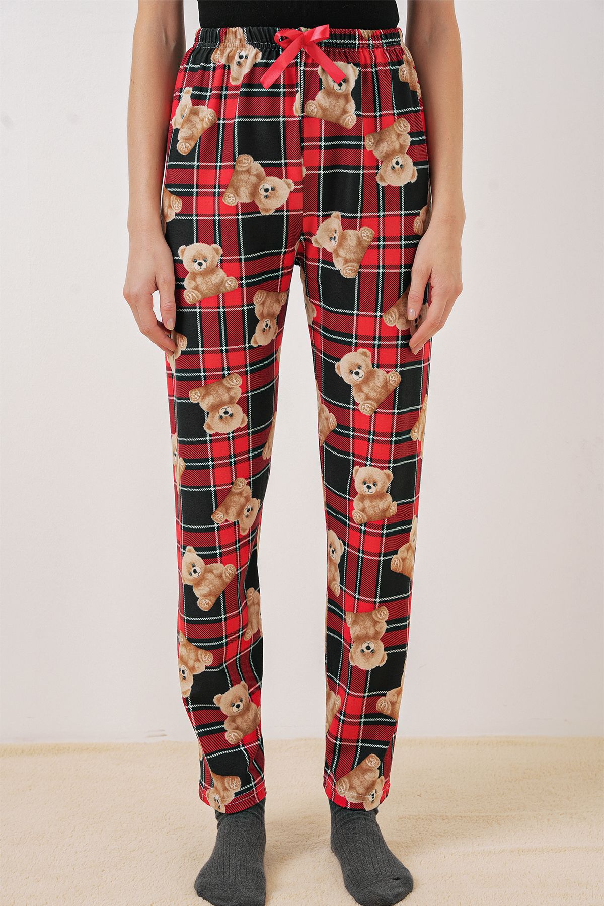 Bigdart-4323 Patterned Pajama Bottoms - B.Red 4