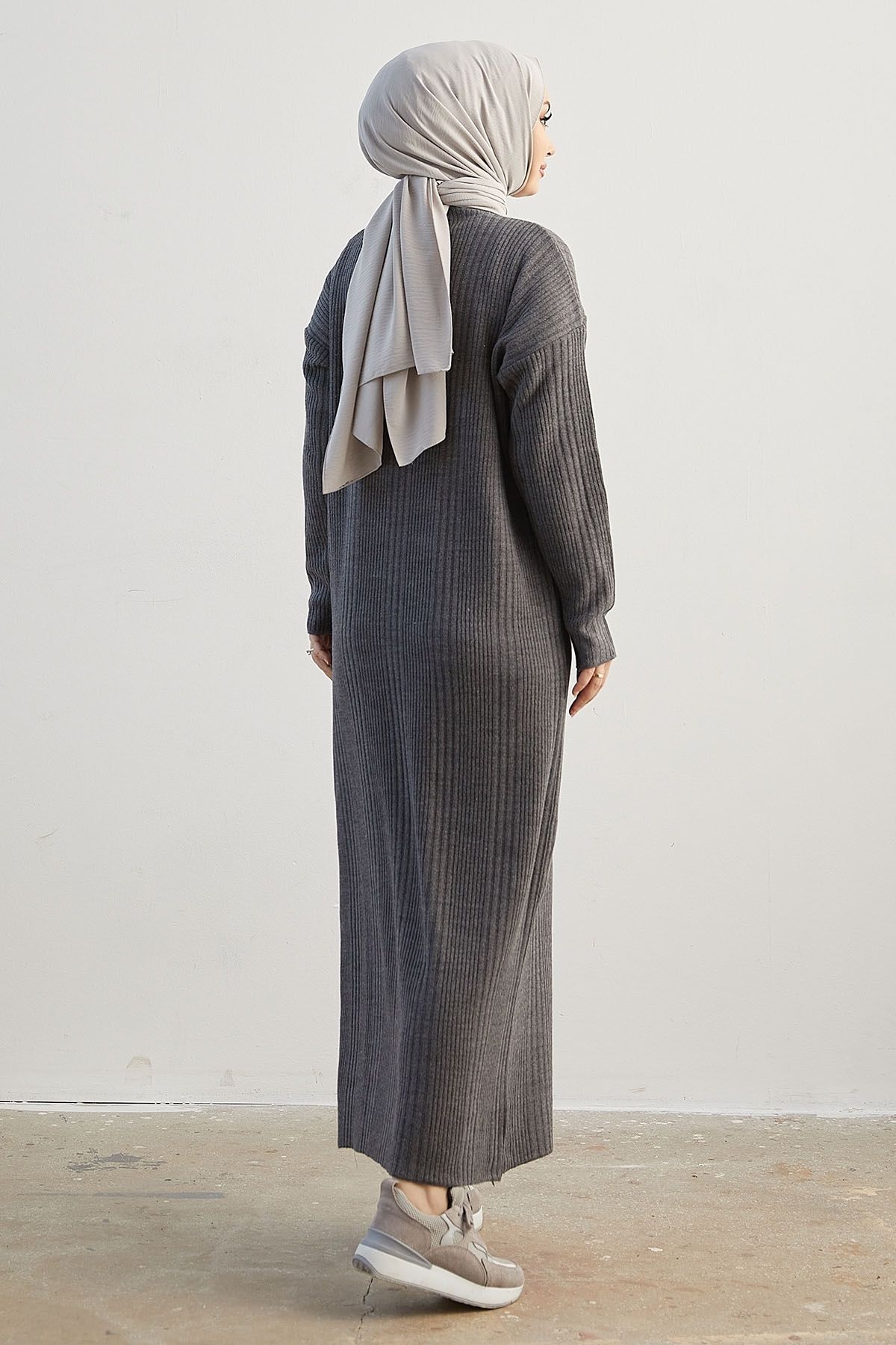 InStyle-Arissa Turtleneck Long Knitwear Dress - Gray 5