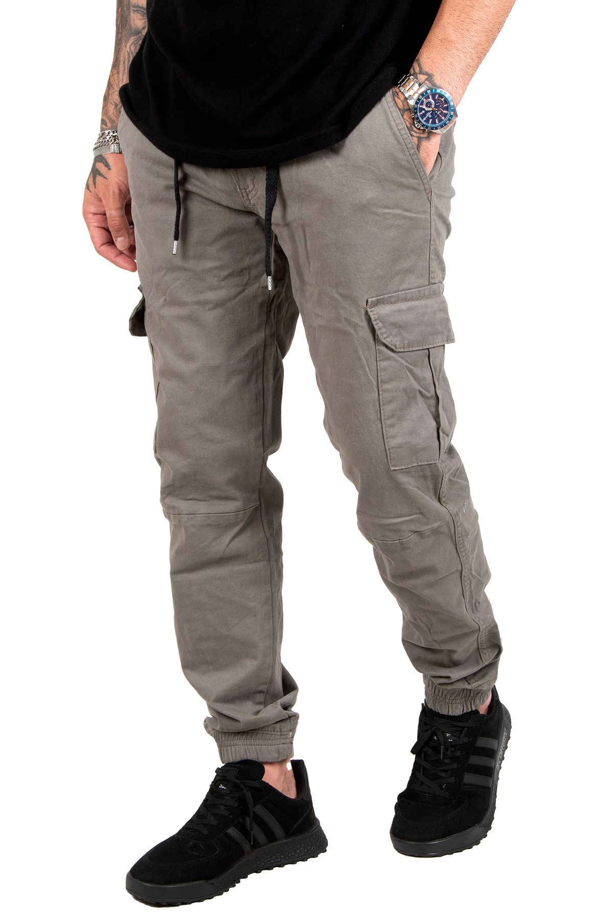 DeepSEA-Men's Water Green Cargo Pants with Elastic Waist 1601569 2