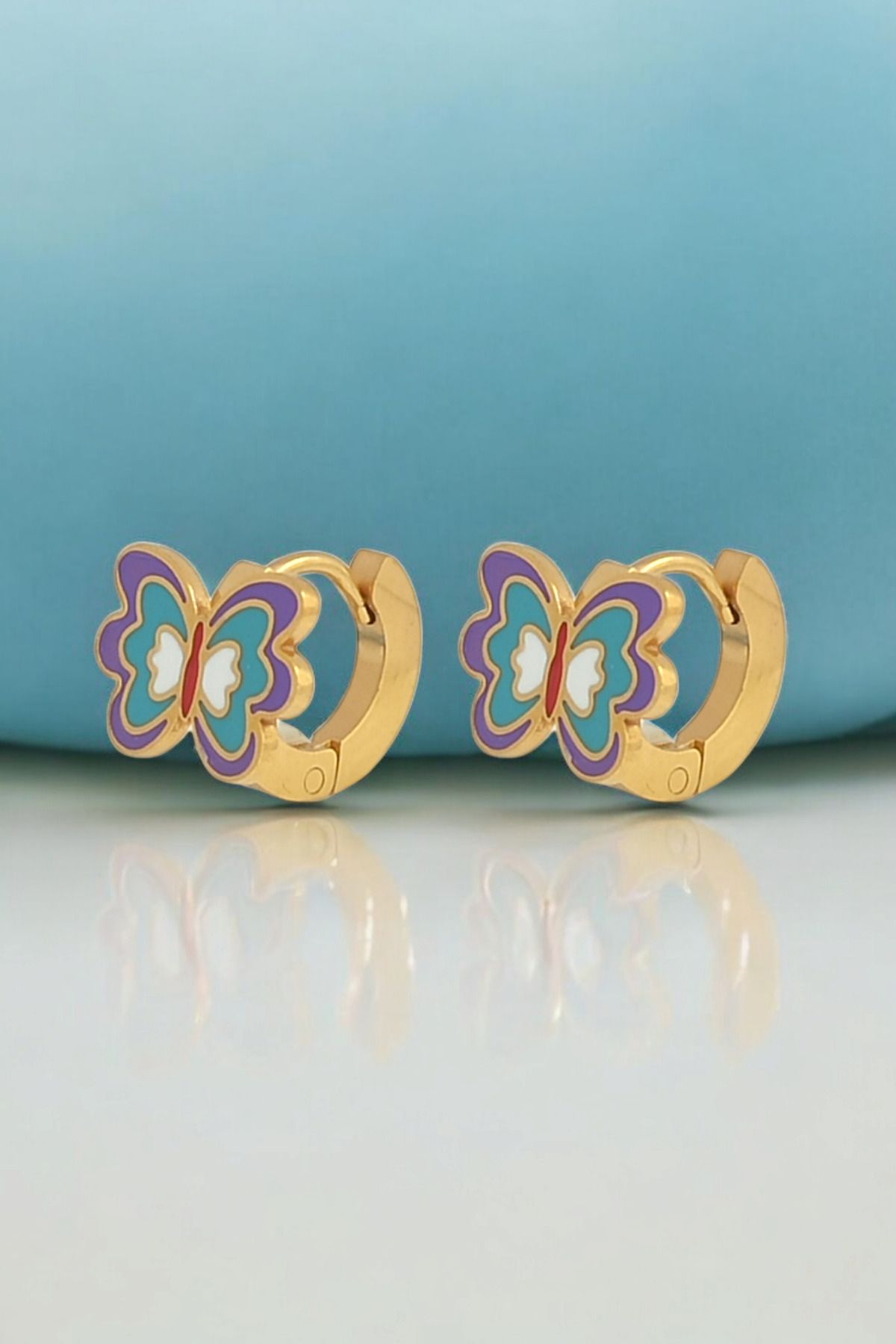 Çlk Accessories-Minimal Steel Children's Earrings - Butterfly Design 2