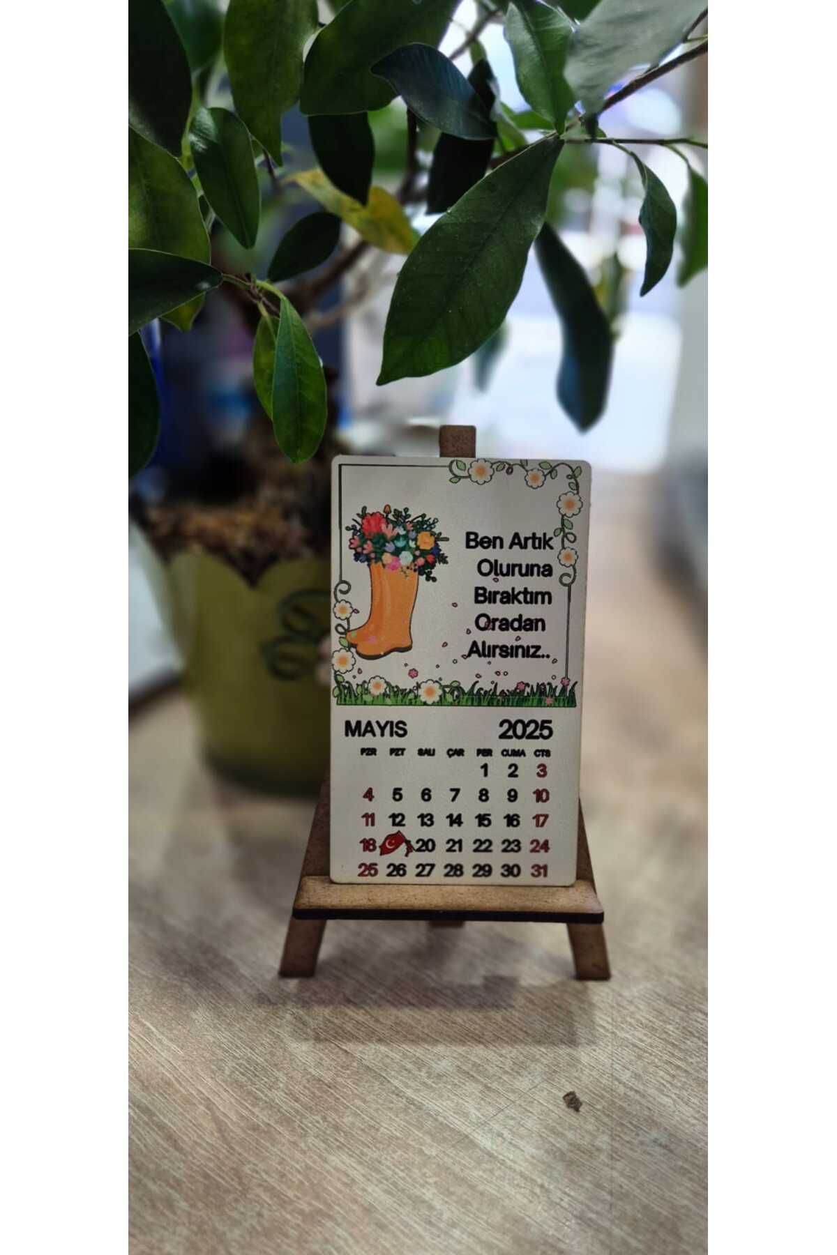 Ahşap Motto Masa Üstü Mini Takvim 6