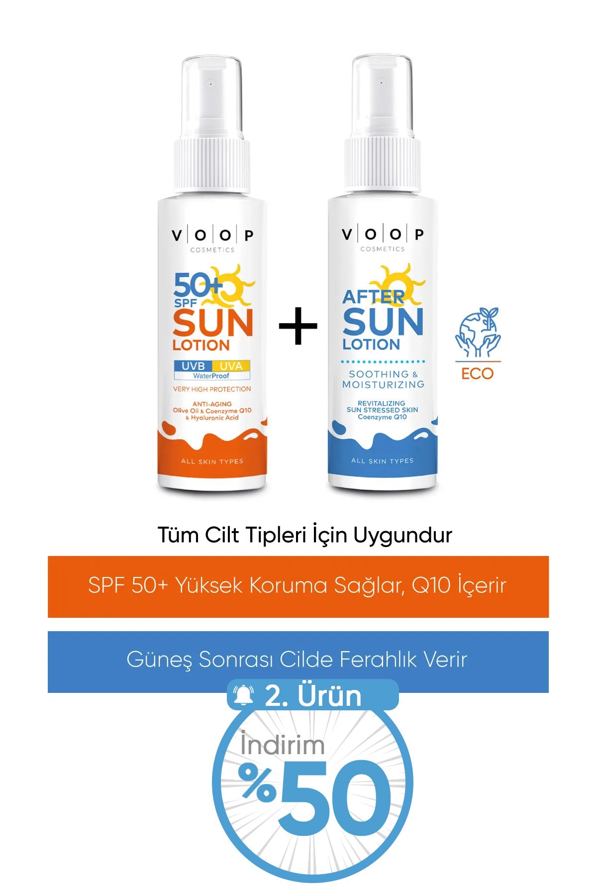 VOOP Vücut Güneş Kremi 50 Spf - 150 ml & Güneş Sonrası Krem - 150 ml | Ikili Set