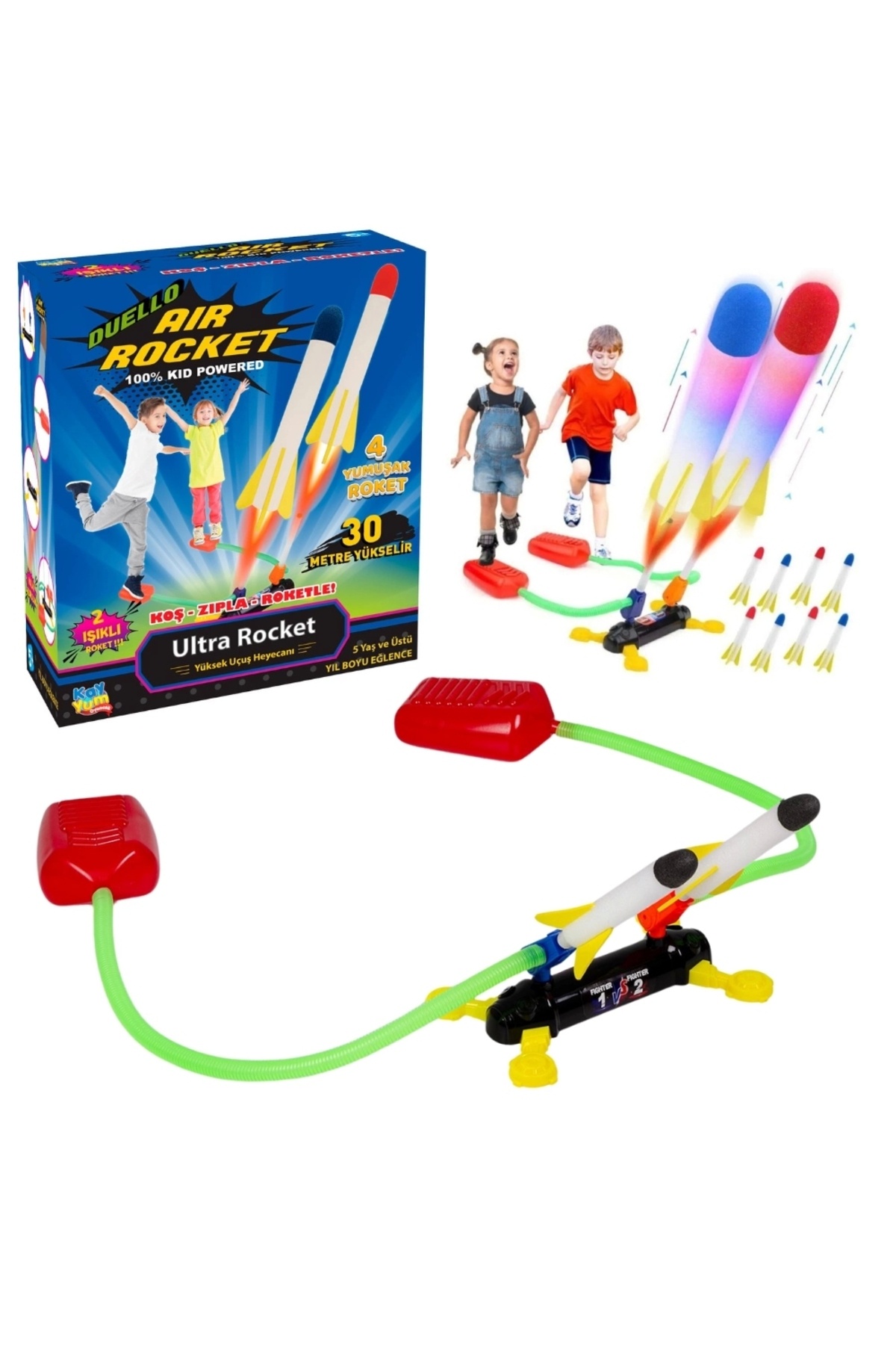 Genel Markalar Air Rocket İkili Seti - Roket Oyuncak - 4 Roket Ve Havalı Roketatar - İkili Açık Hava Oyuncağı - Air