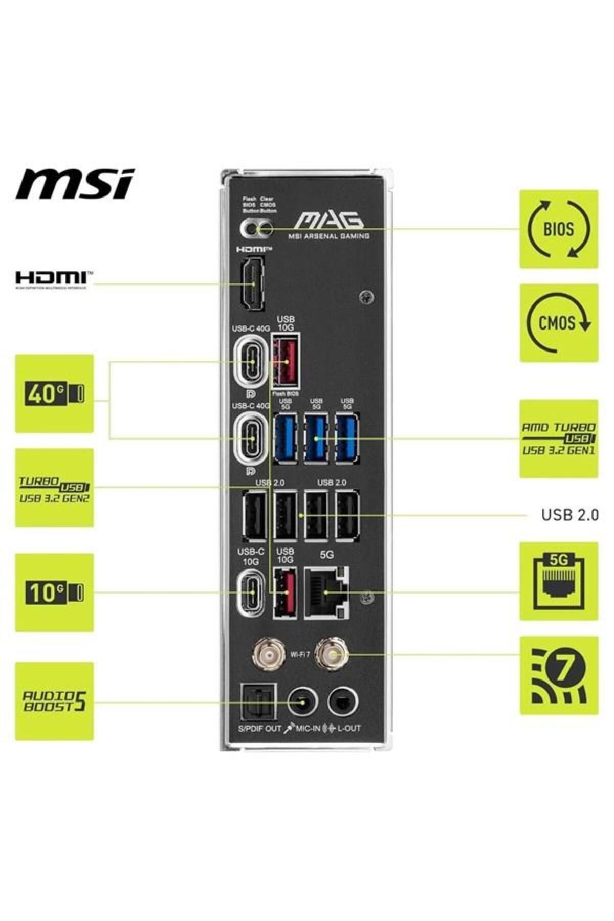 MSI-Mag X870 Tomahawk Wifi-7 Ddr5 Hdmi-Dp Pcie 5.0 Am5 Atx 5