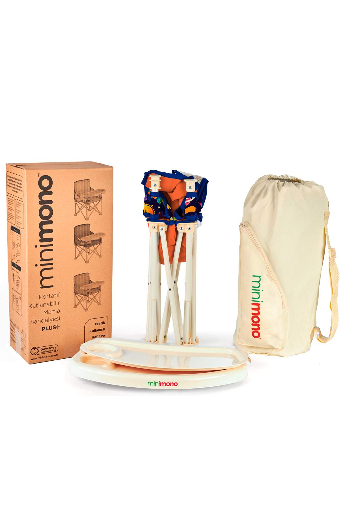 Minimono Plus 0-4 Yaş Portatif Katlanır Yükseltici Mama Sandalyesi Bebek Çocuk Kamp Sandalyesi fotoğrafı 2 (önizleme)