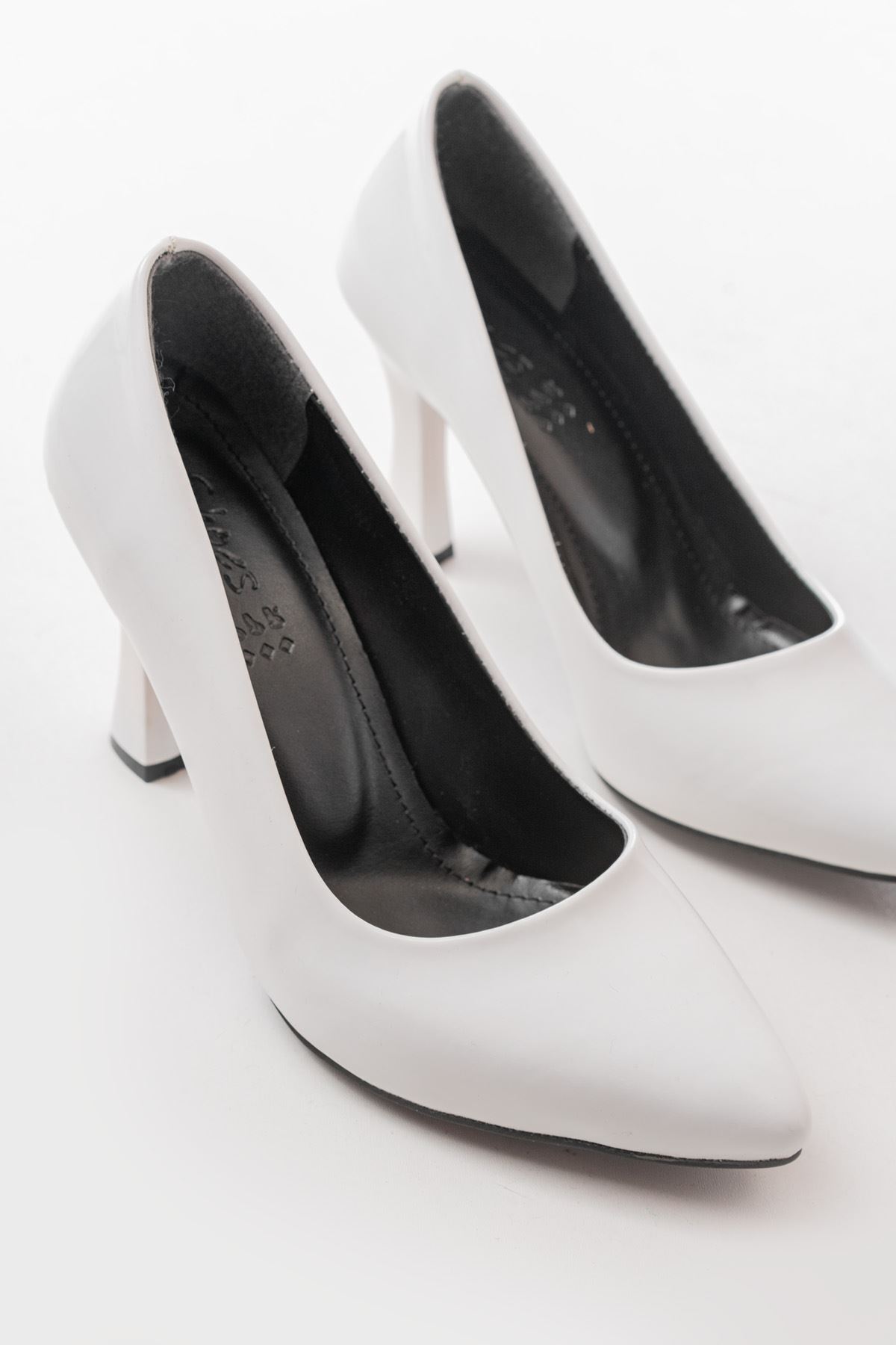 serkanseyyid-St-001 White Patent Leather Daily 9 cm Heeled Stiletto Shoes 3