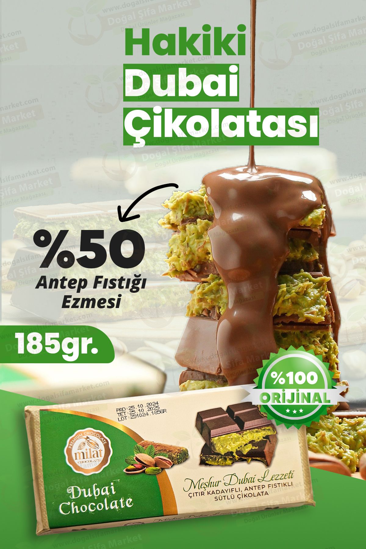 Milat Hakiki Dubai Çikolatası 185 Gr.