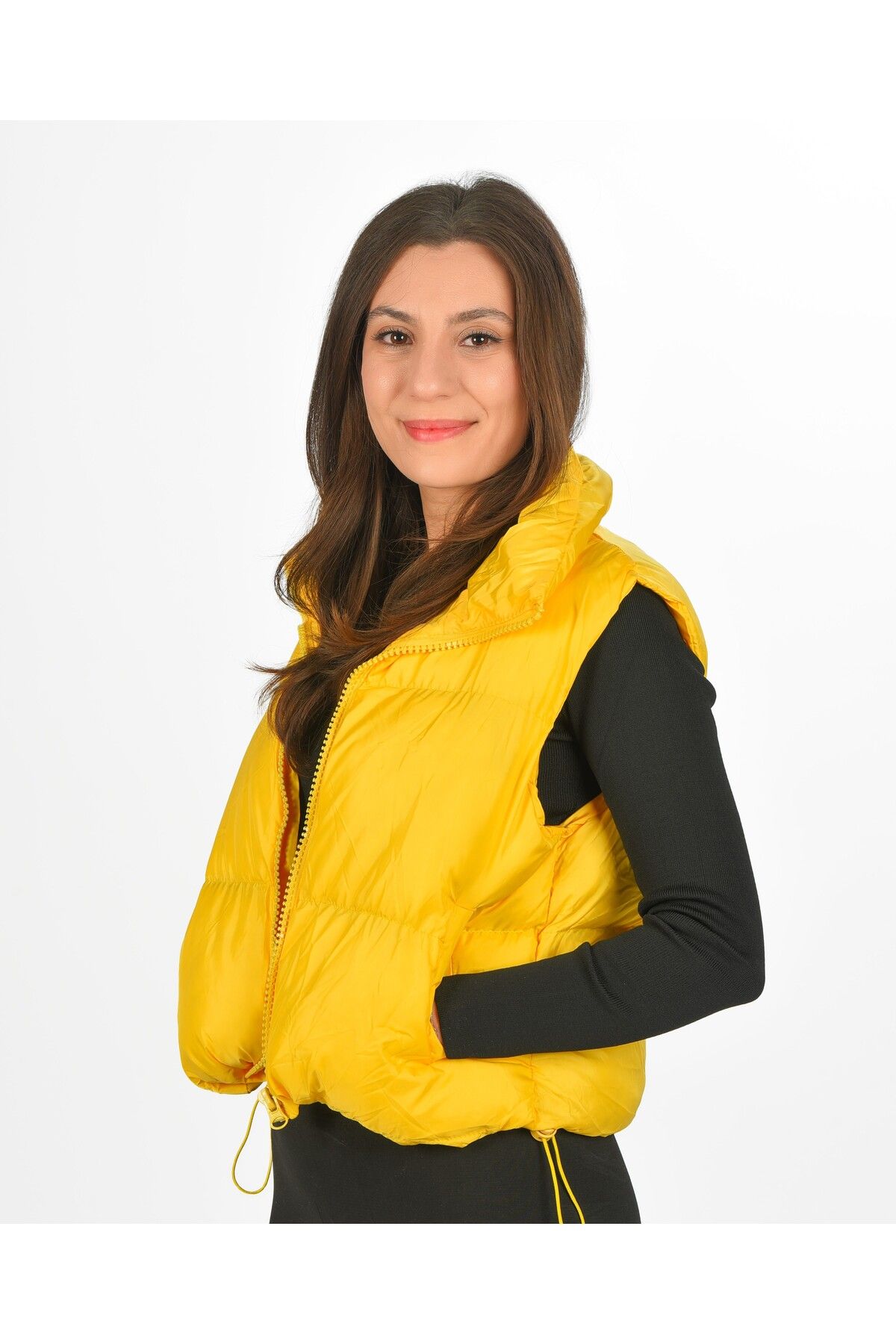 ayriss-Women's Yellow Puffer Vest 2